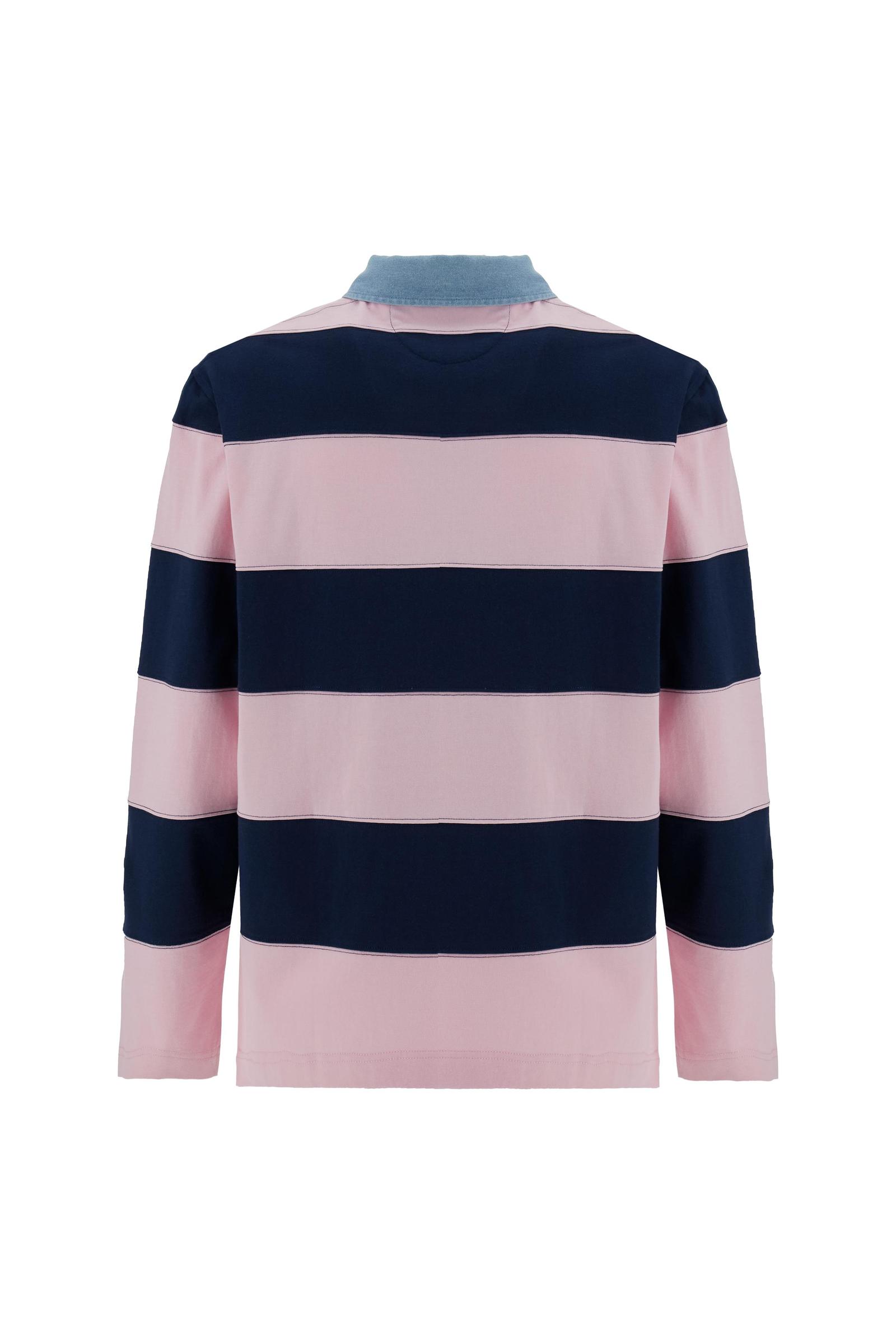 Men’s rugby polo in heavy cotton jersey with maxi stripe - Caleb