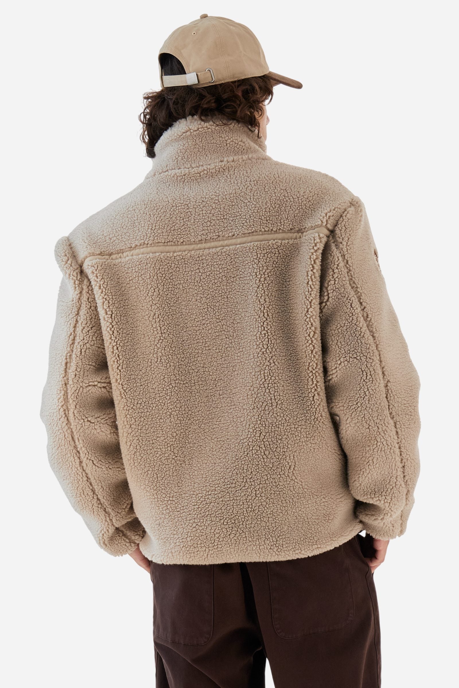 Men’s teddy jacket with high collar and long sleeves. Front zip closure with tone-on-tone details and Jugador de Polo Argentino graphics. - Tidal Foam