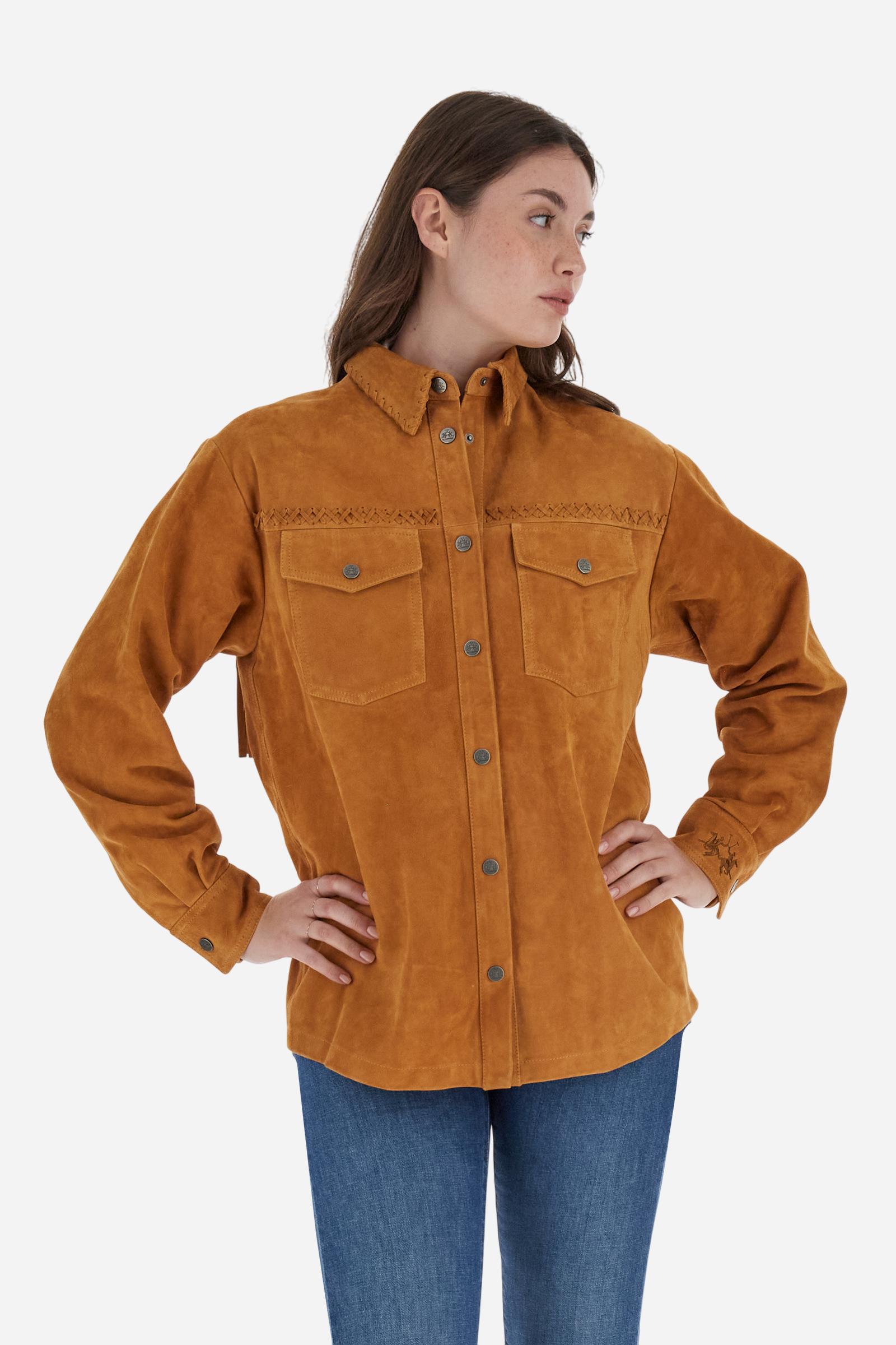 Camisa de mujer en ante con flecos - Belen