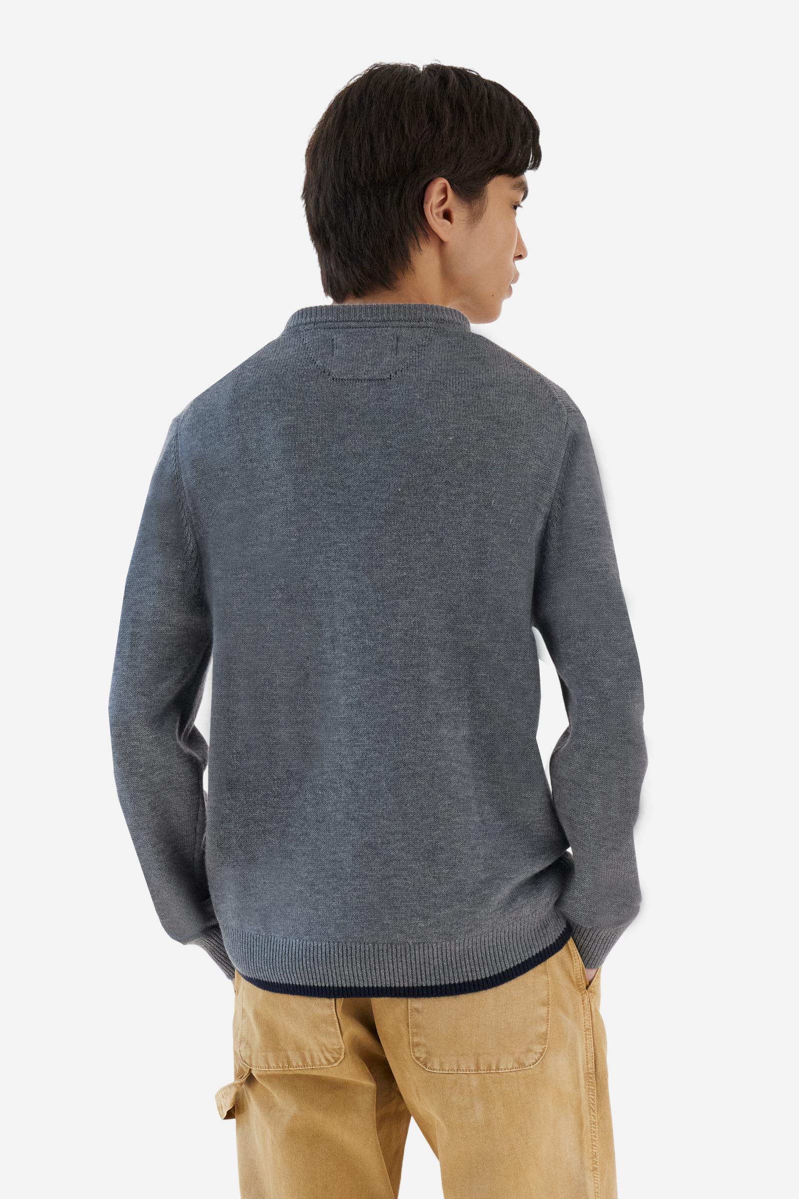 Men’s crew neck sweater with argyle pattern in cashmere blend - Boni
