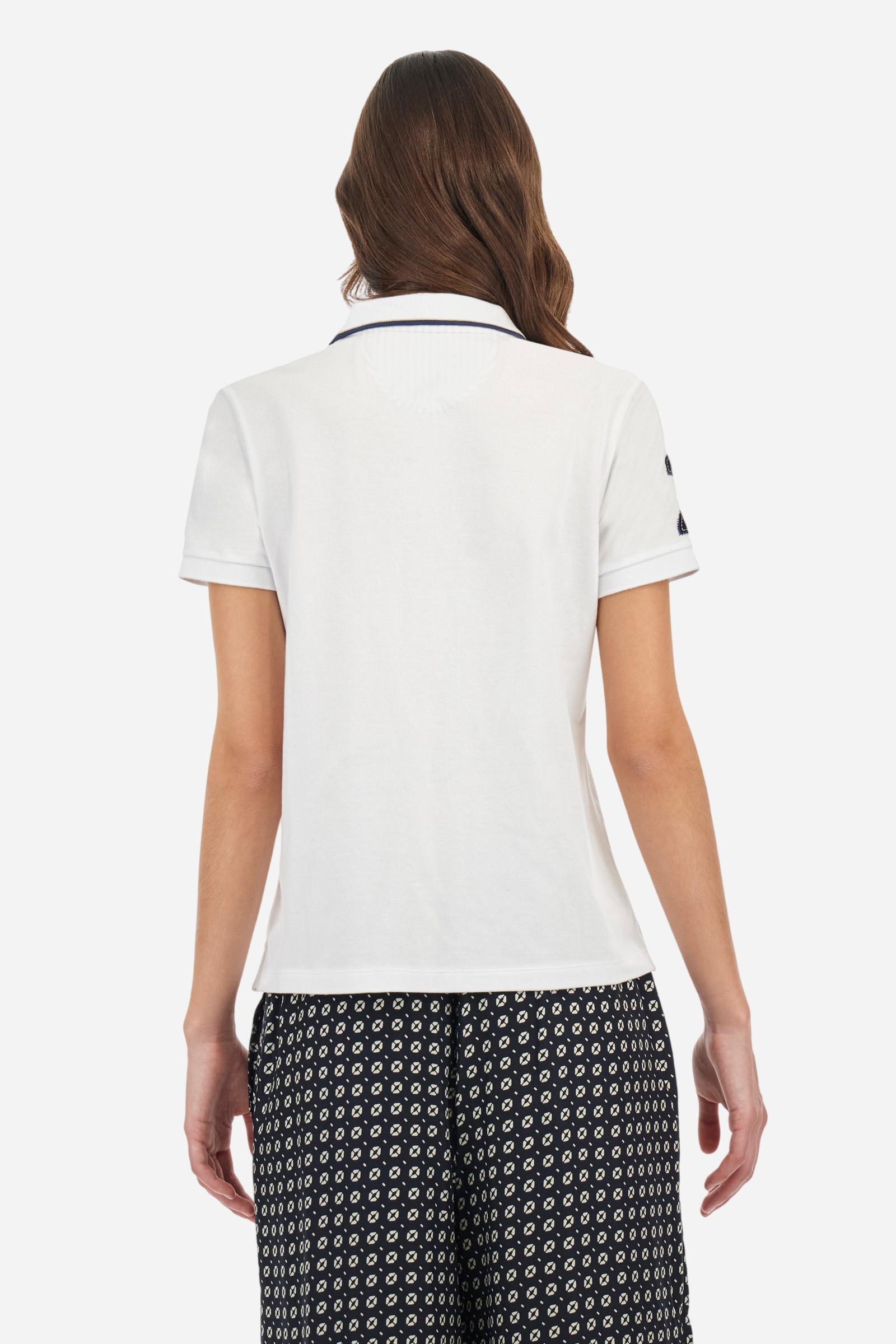 Regular fit polo shirt in stretch cotton pique - Aura