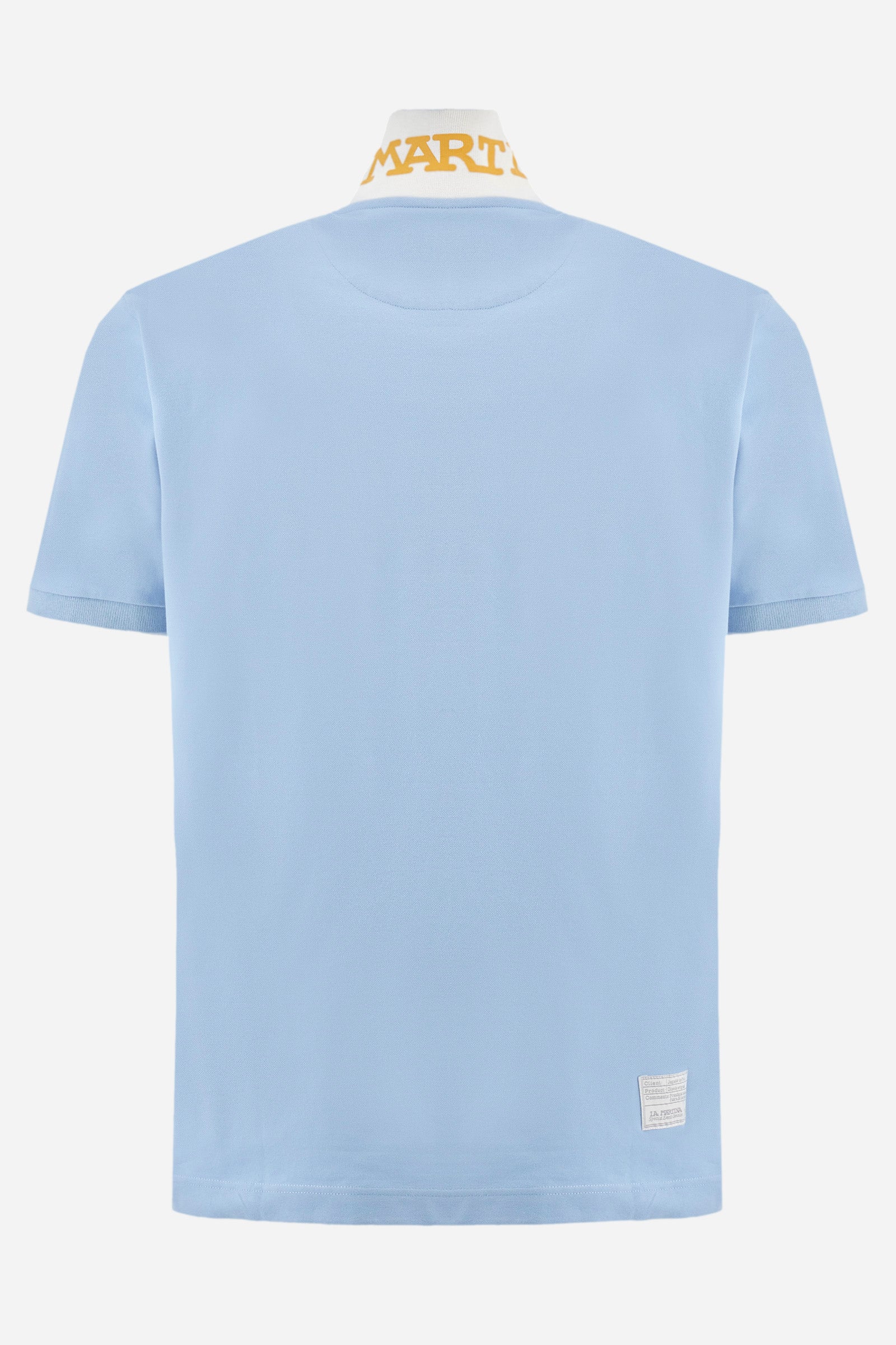 Men's short-sleeved, regular-fit polo shirt. A classic model with a contrasting La Martina logo-embellished chest and profiled sleeve trims. Perfect when worn with a pair of jeans from the collection. - Blue Bell