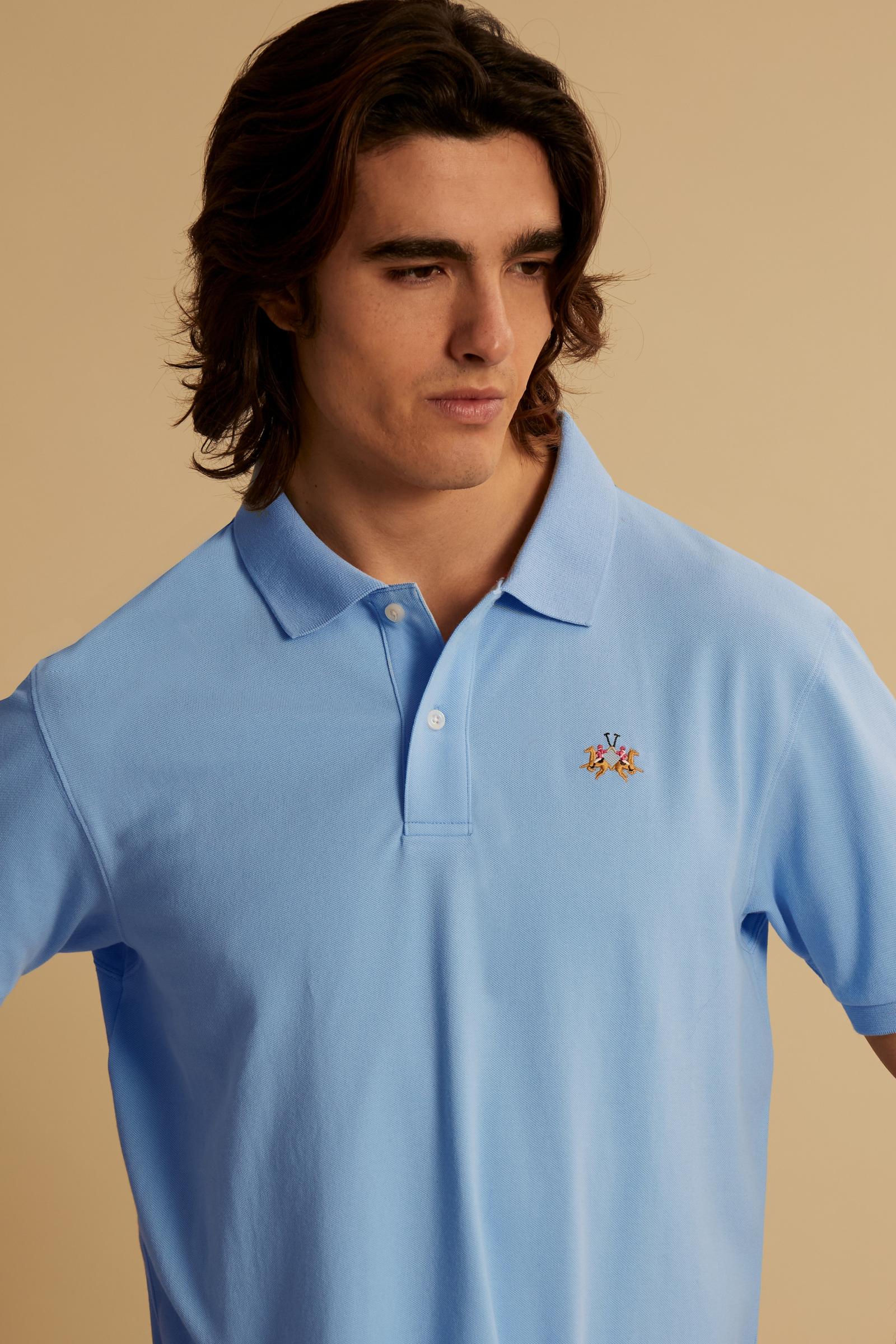 Herren Poloshirt aus Stretch-Piqué mit Trikolore-Logo - Eduardo