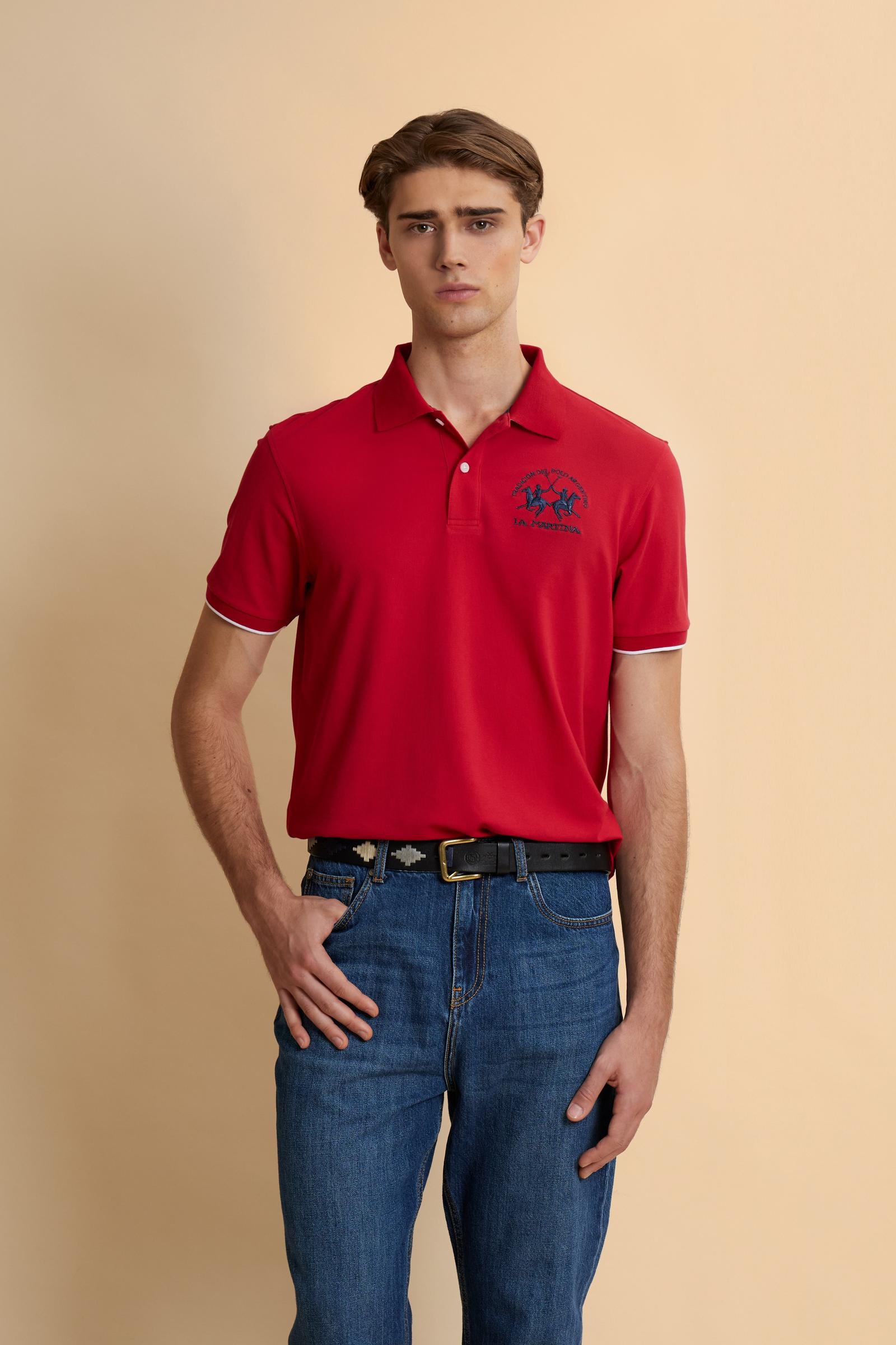 Men's short sleeve polo in stretch piqué with Iconic Team logo - Miguel