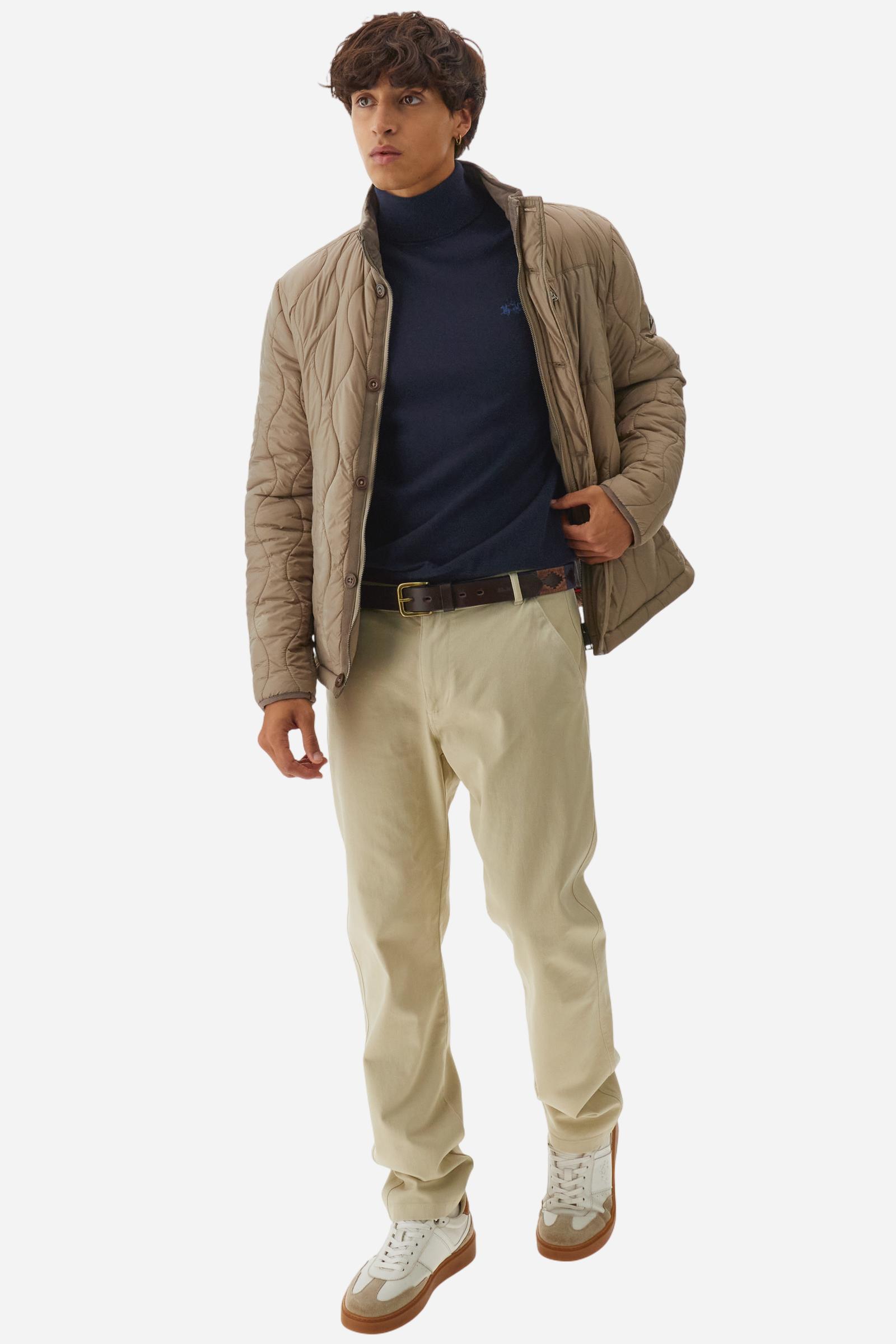 Men's regular-fit wool blend high-neck jumper - Navy