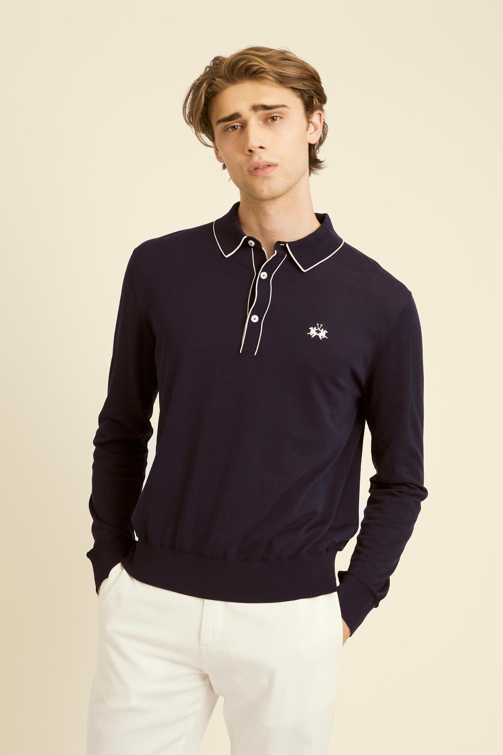 Men’s long-sleeve silk touch cotton polo - Crisanto