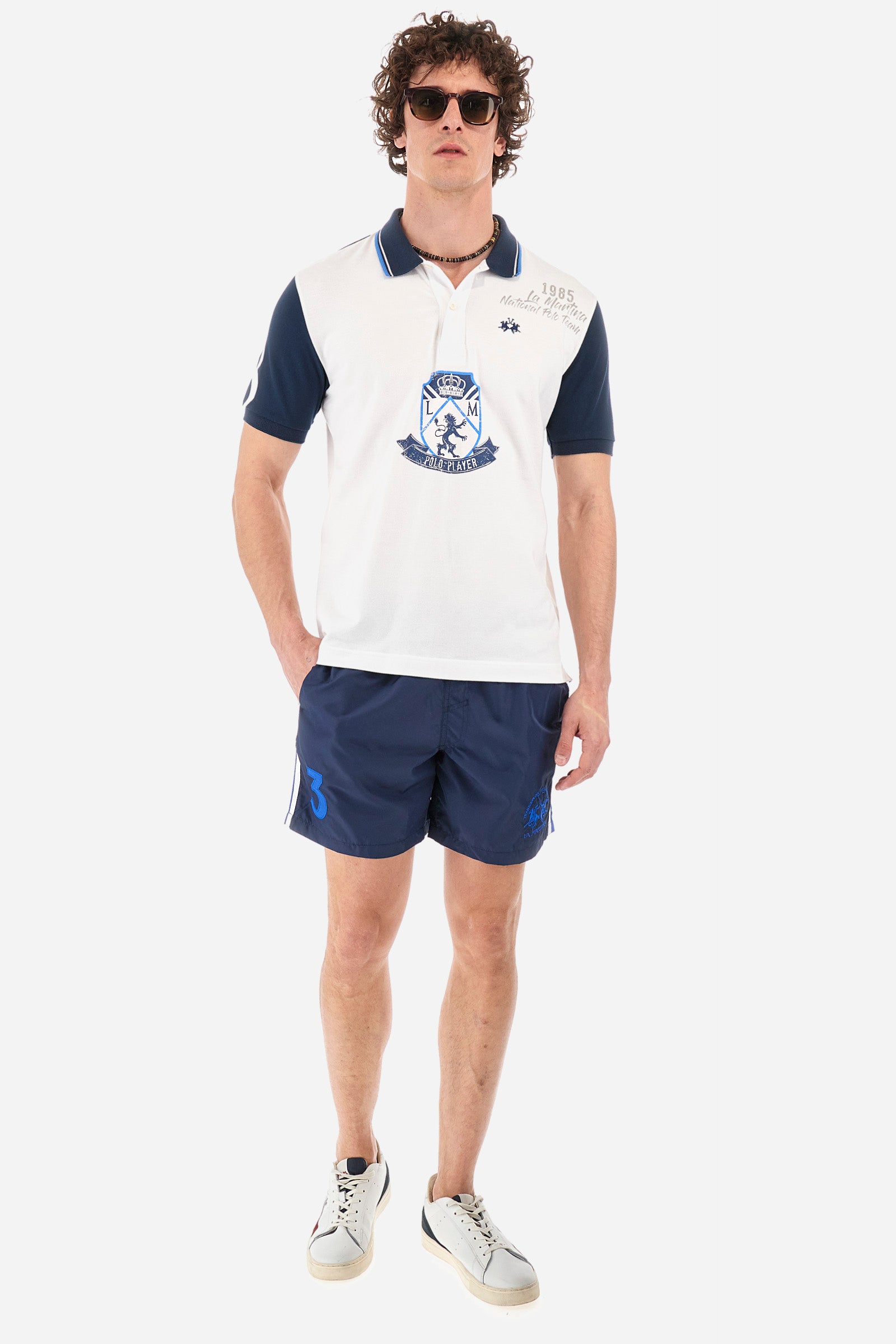 Regular-fit polo shirt in elasticated cotton - Yardlea