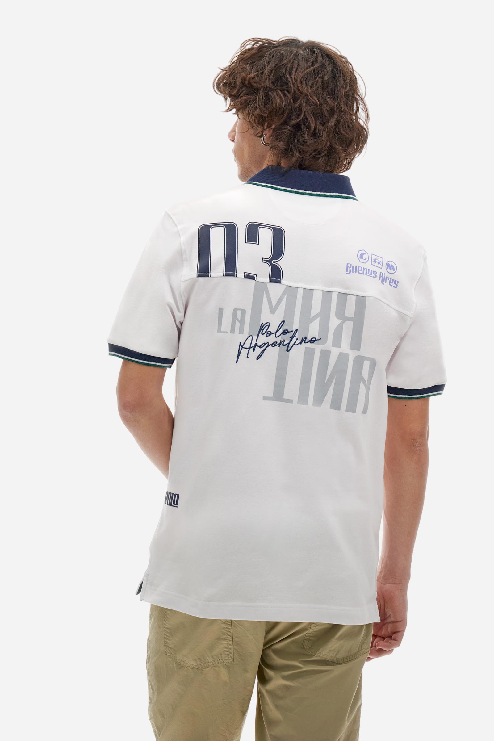 Regular fit polo shirt in stretch cotton piqué - Adelqui