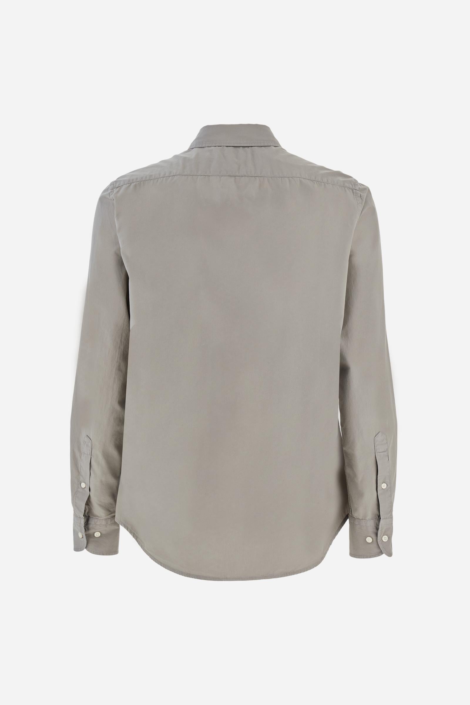 Men's long-sleeved shirt in cotton poplin. Slim fit with button-down collar. - Moon Rock