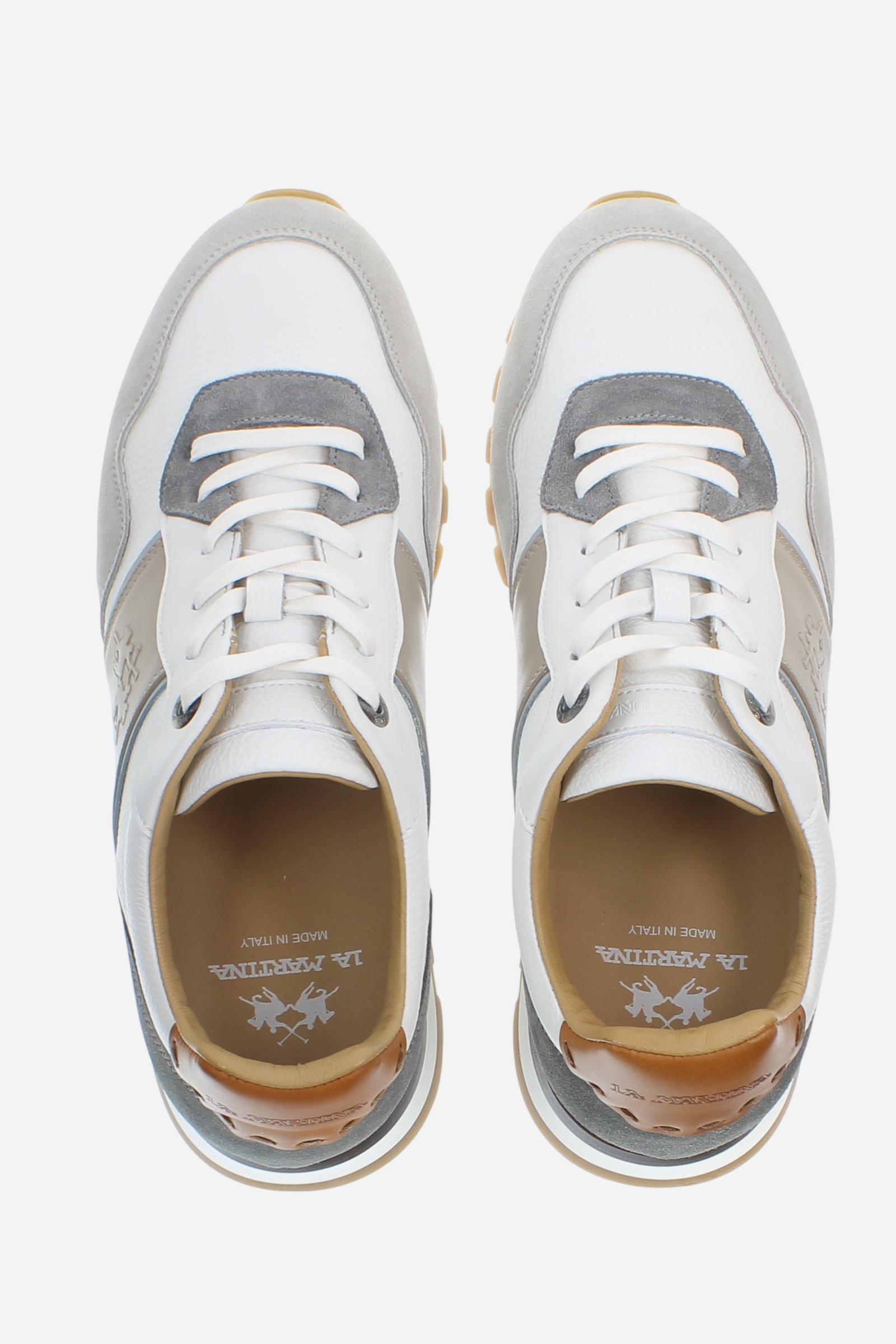 Men’s Heritage Sneakers in Hand-Patina Leather with Suede Band – Leathen