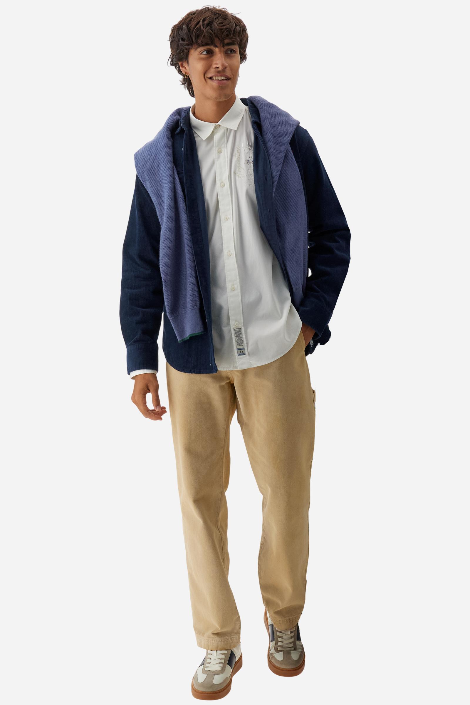 Men’s cotton twill shirt. Regular fit with tone-on-tone graphics inspired by Argentina. - Off White