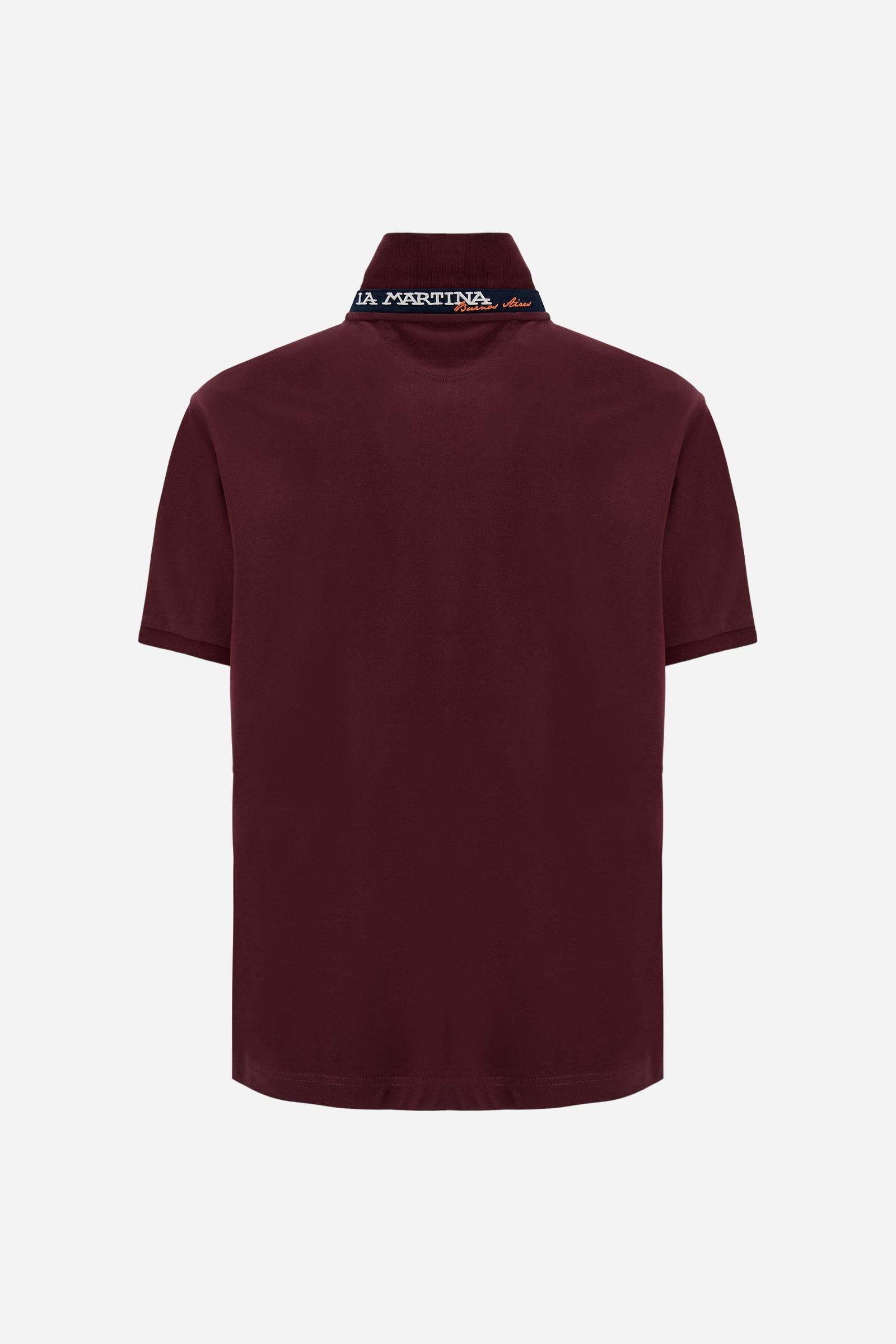 Men’s stretch piqué polo with tricolor logo - Eduardo