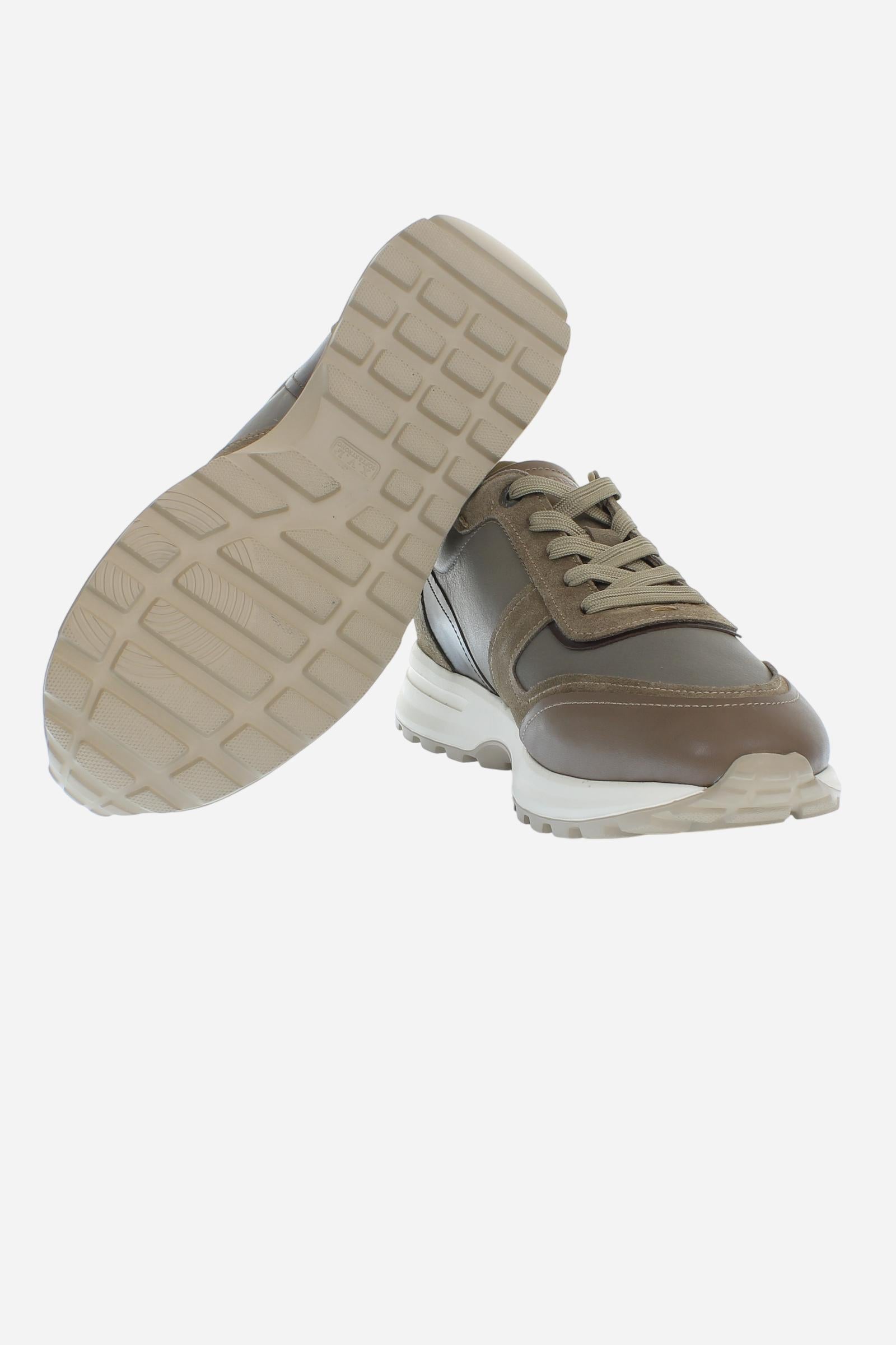 Basket homme en cuir et daim avec semelle amortie