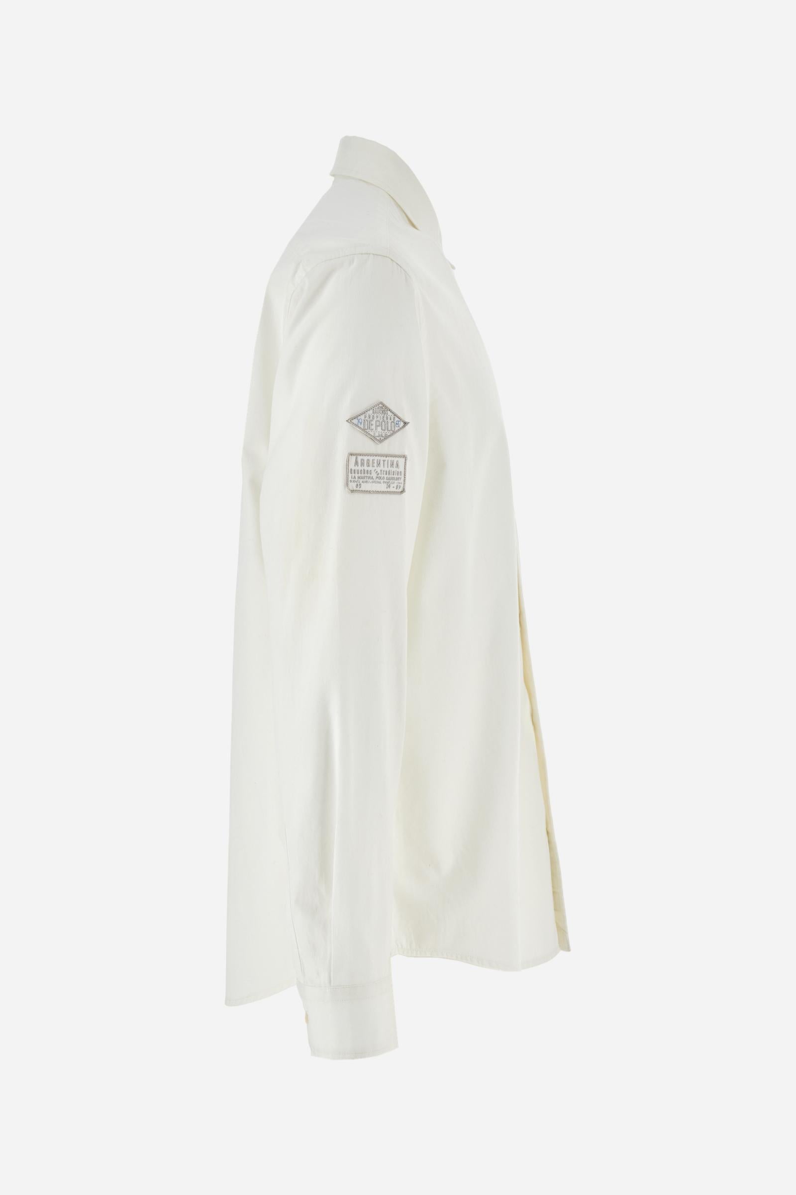 Men’s cotton twill shirt. Regular fit with tone-on-tone graphics inspired by Argentina. - Off White