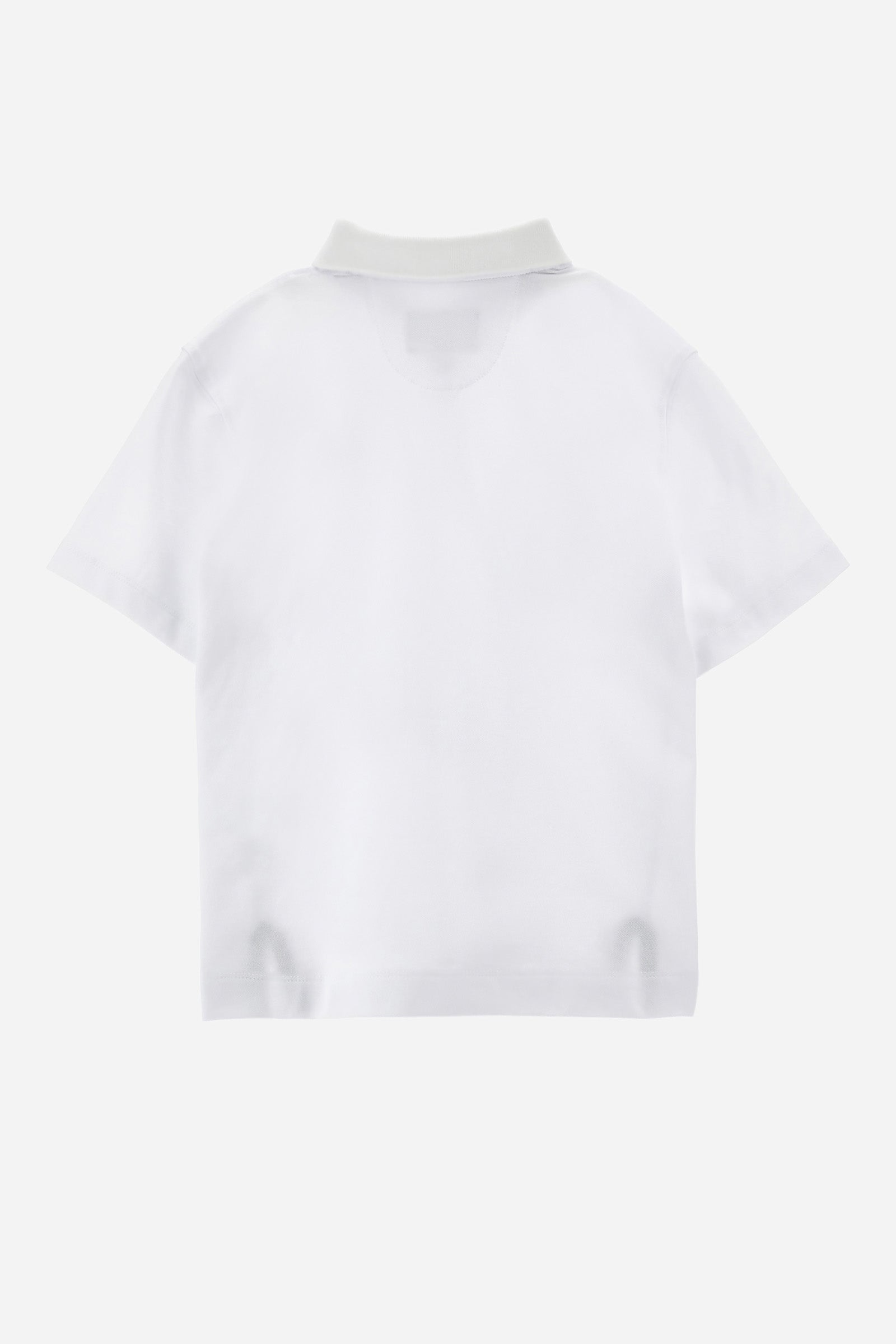 Boys' polo shirt in matching colour, made of pique cotton. Two-button fastening. The logo is embroidered on the front. - Optic White