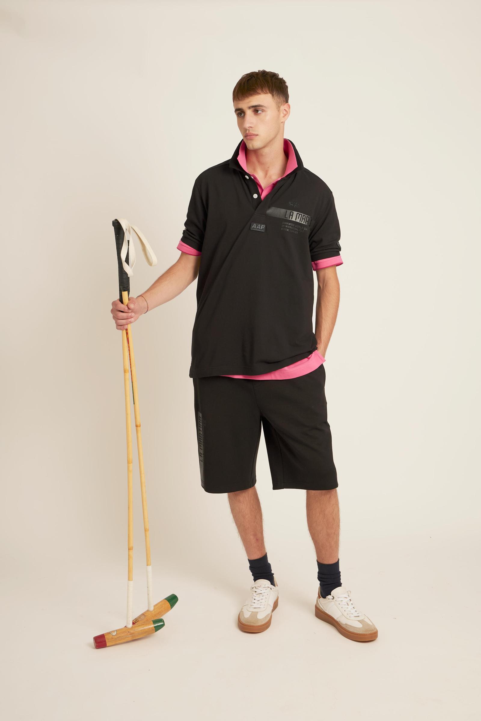 Polo homme en piqué stretch Luxury Black - Collin