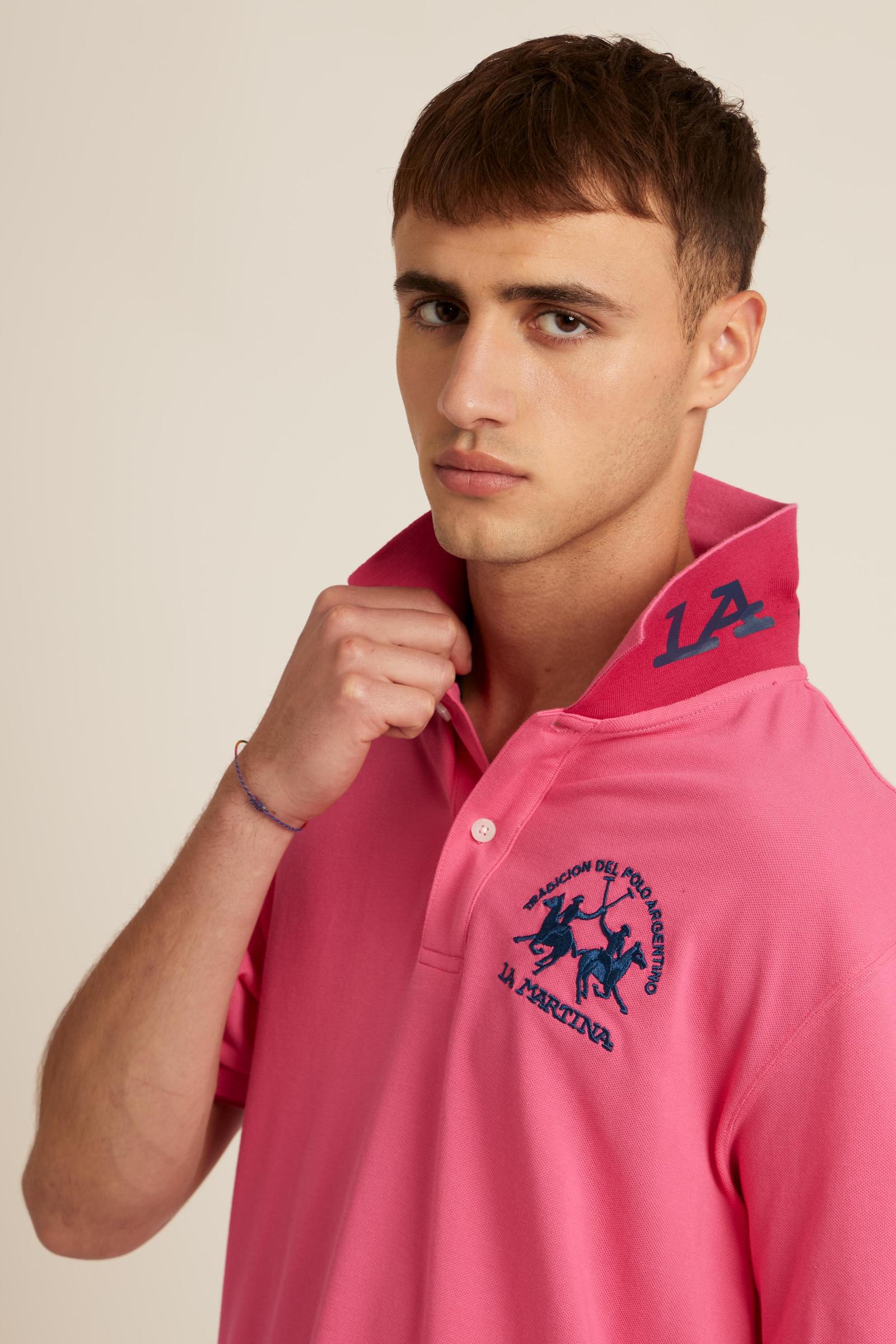 Men's short sleeve polo in stretch piqué with Iconic Team logo - Miguel