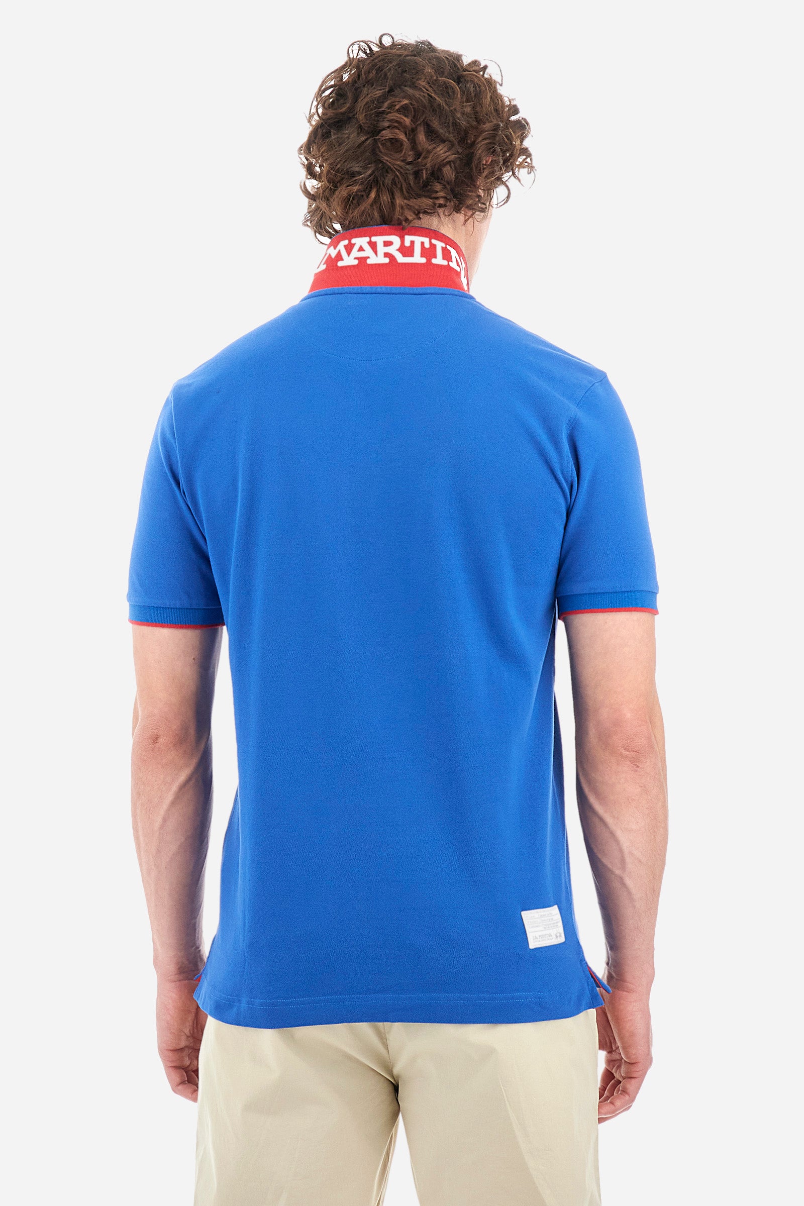 Men's short-sleeved, regular-fit polo shirt. A classic model with a contrasting La Martina logo-embellished chest and profiled sleeve trims. Perfect when worn with a pair of jeans from the collection. - Classic Blue