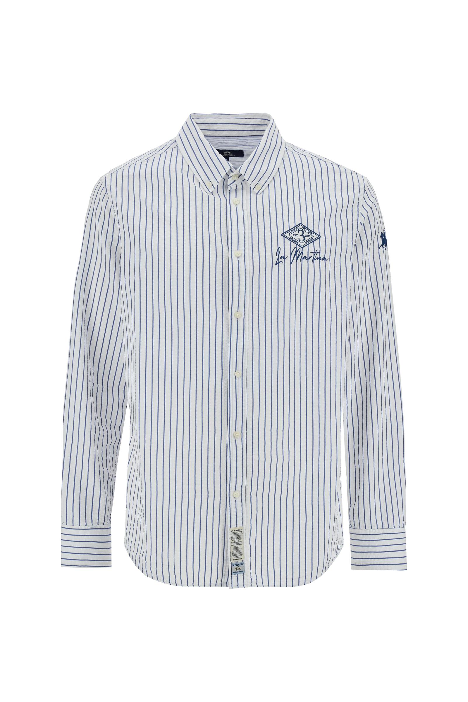Men’s regular fit striped seersucker shirt - Cisco