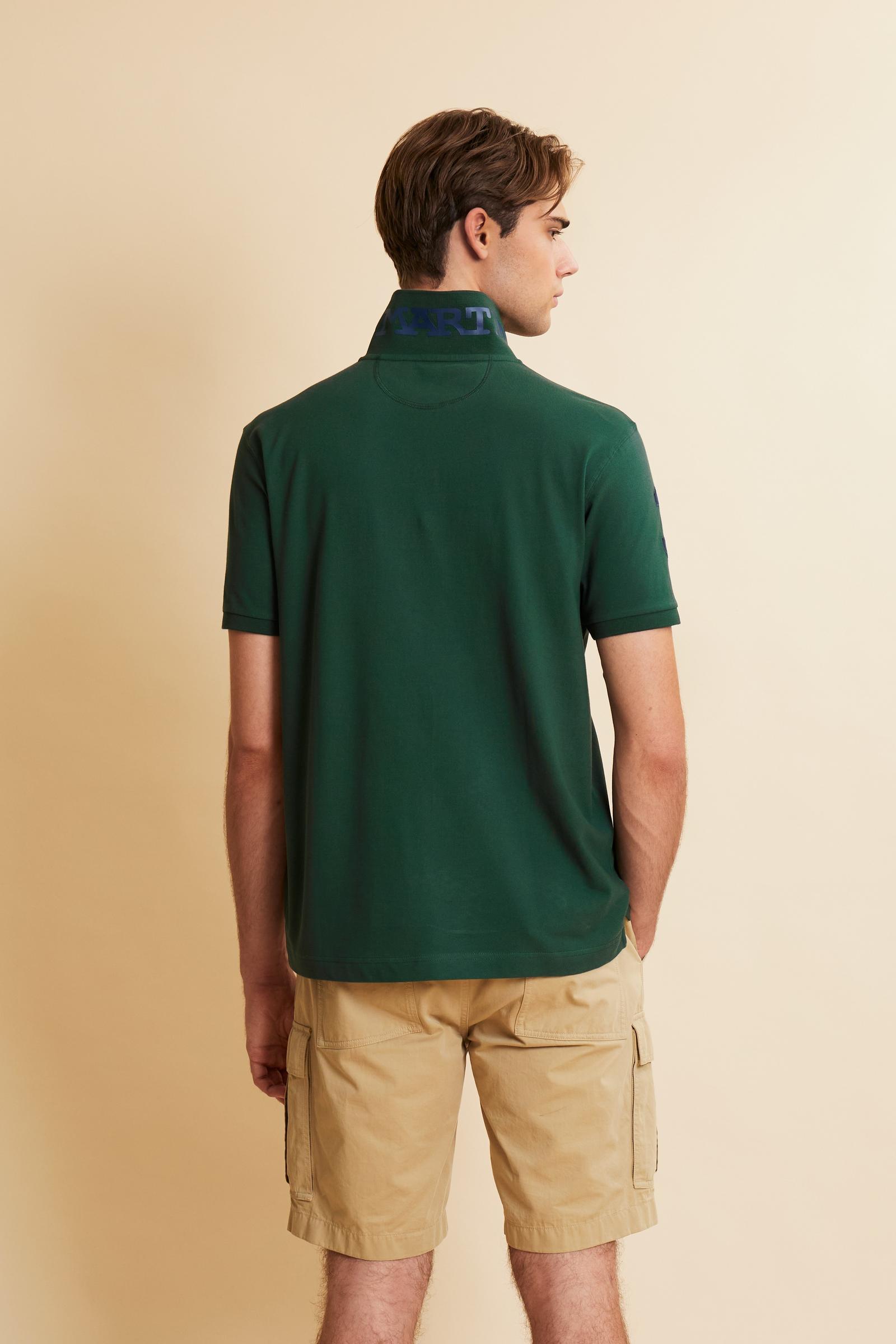 Men’s stretch piqué polo with sleeve number – Ray