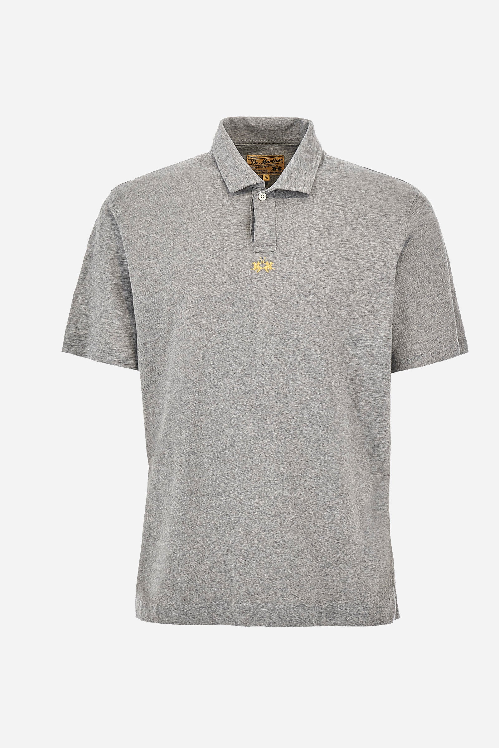 Men's short-sleeved regular fit polo shirt in 100% cotton - Light Heather Grey