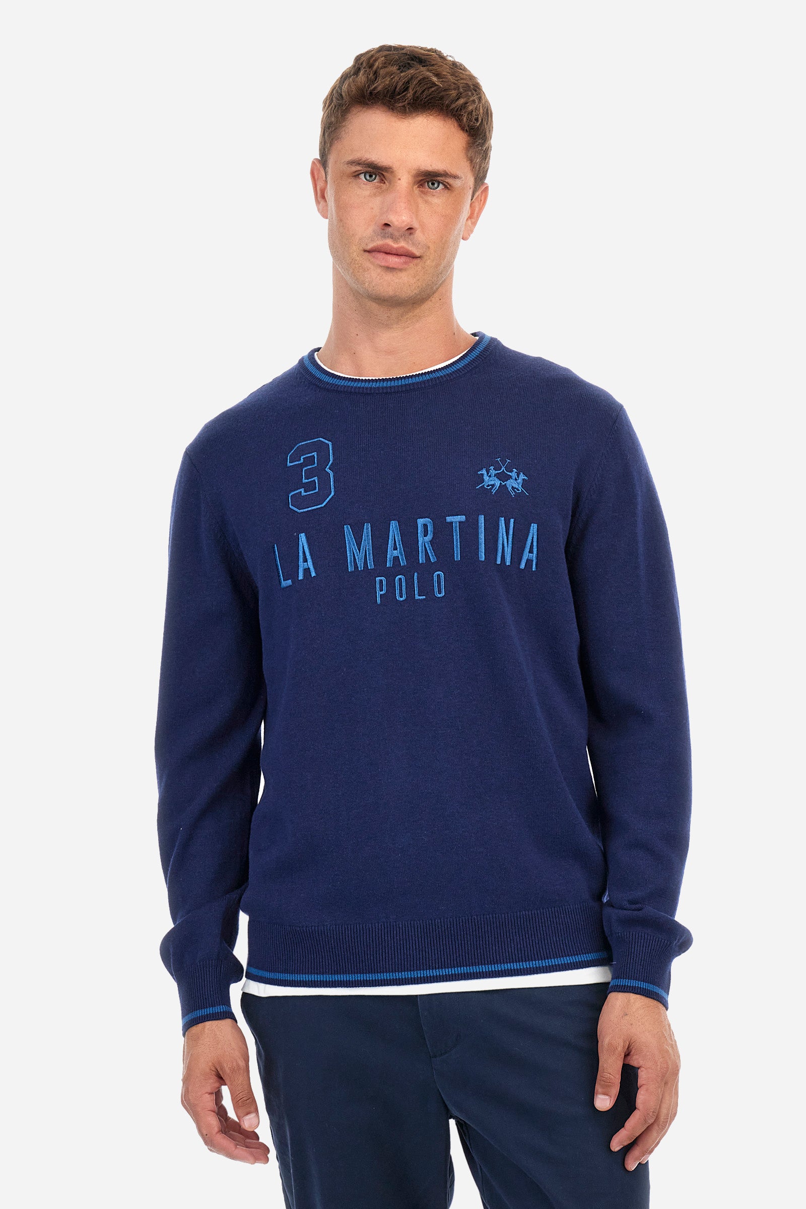 Pullover regular fit in lana e cotone Zani La Martina