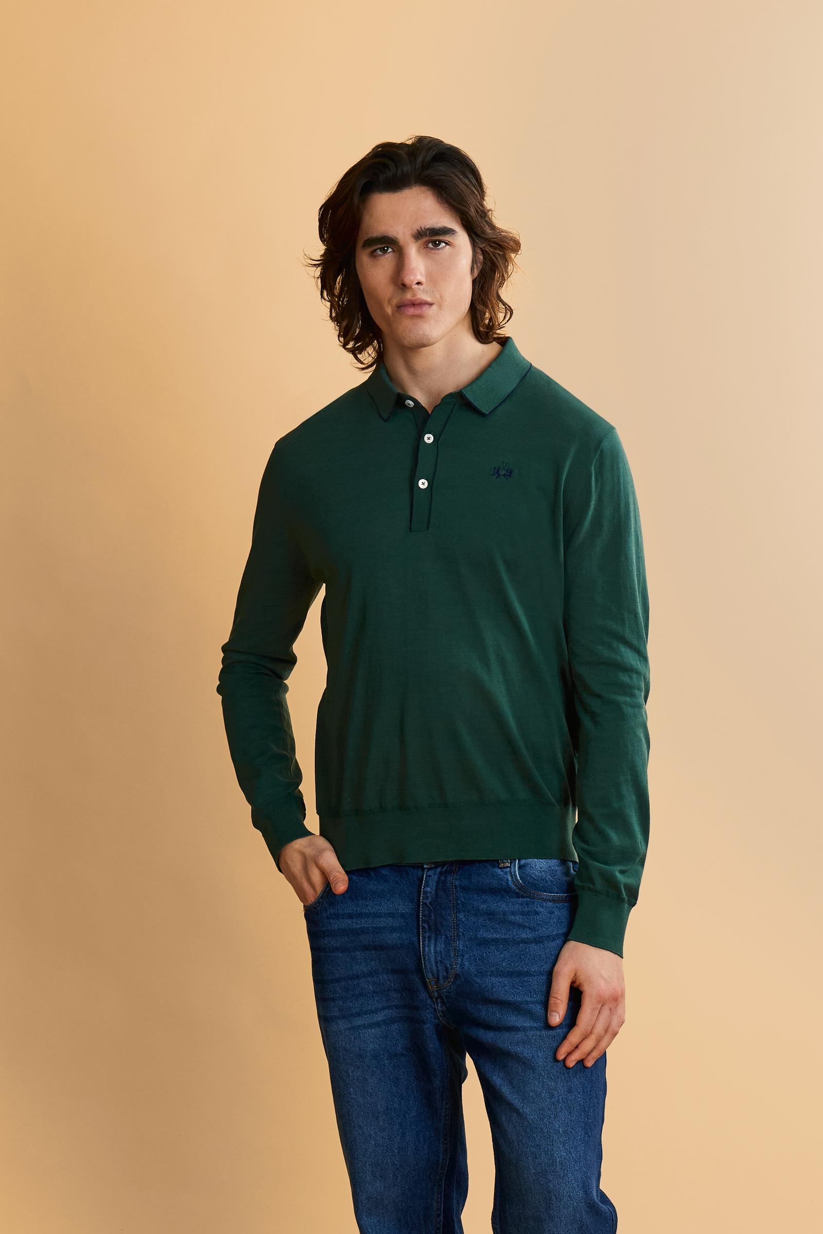 Men’s long-sleeve silk touch cotton polo - Crisanto