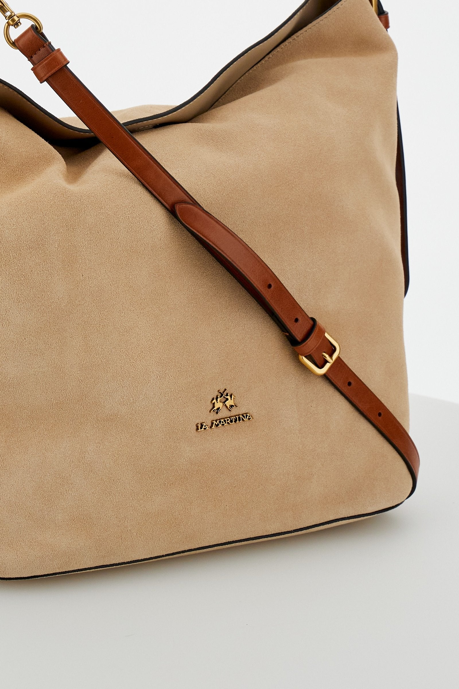 Suede and leather bucket bag – Large Shoulder Bag