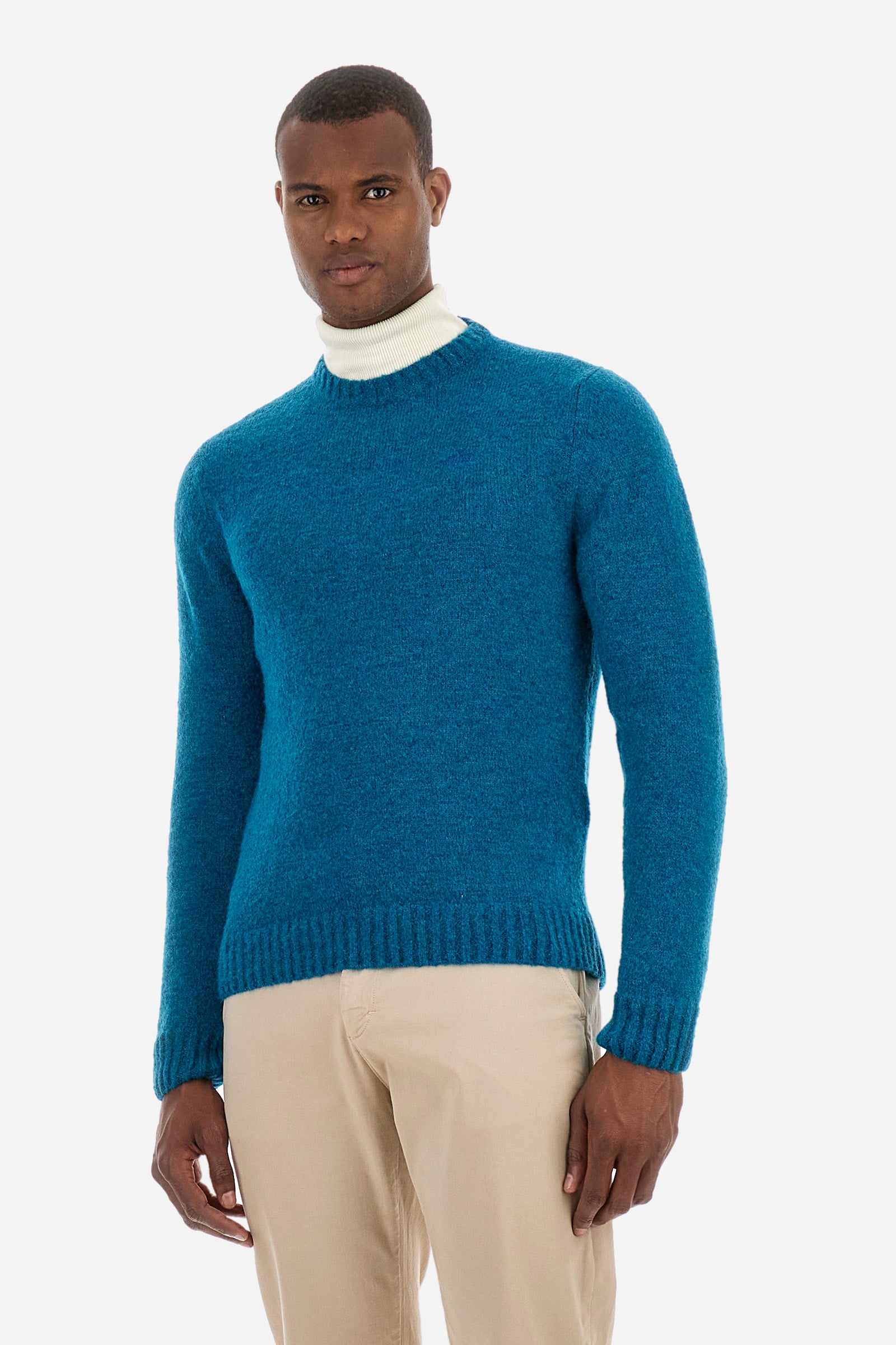 Walbusch Grobstrick Pullover Blau Herren Pullover Walbusch