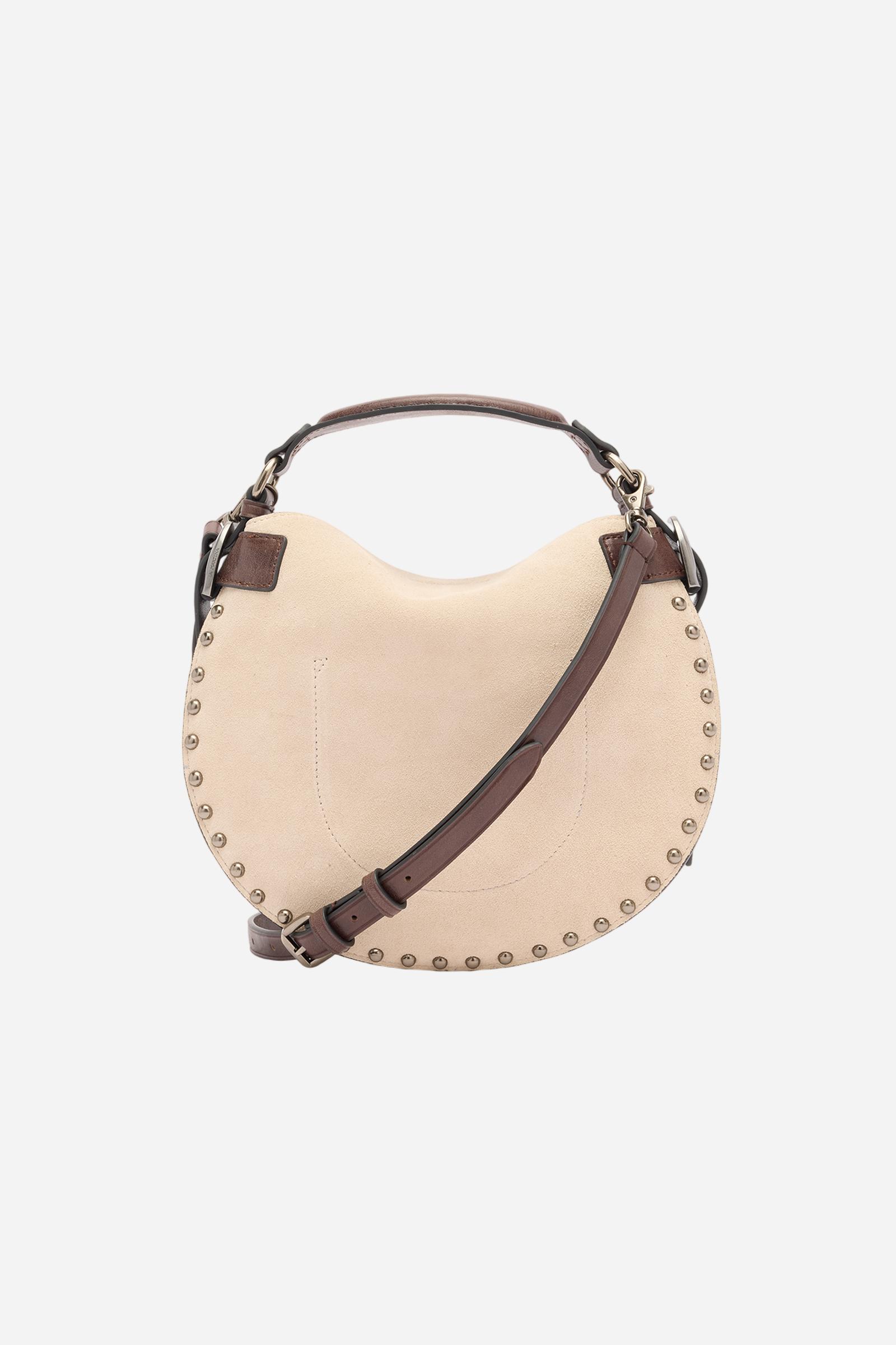 Suede crescent bag with decorative studs – Luna Small Studs