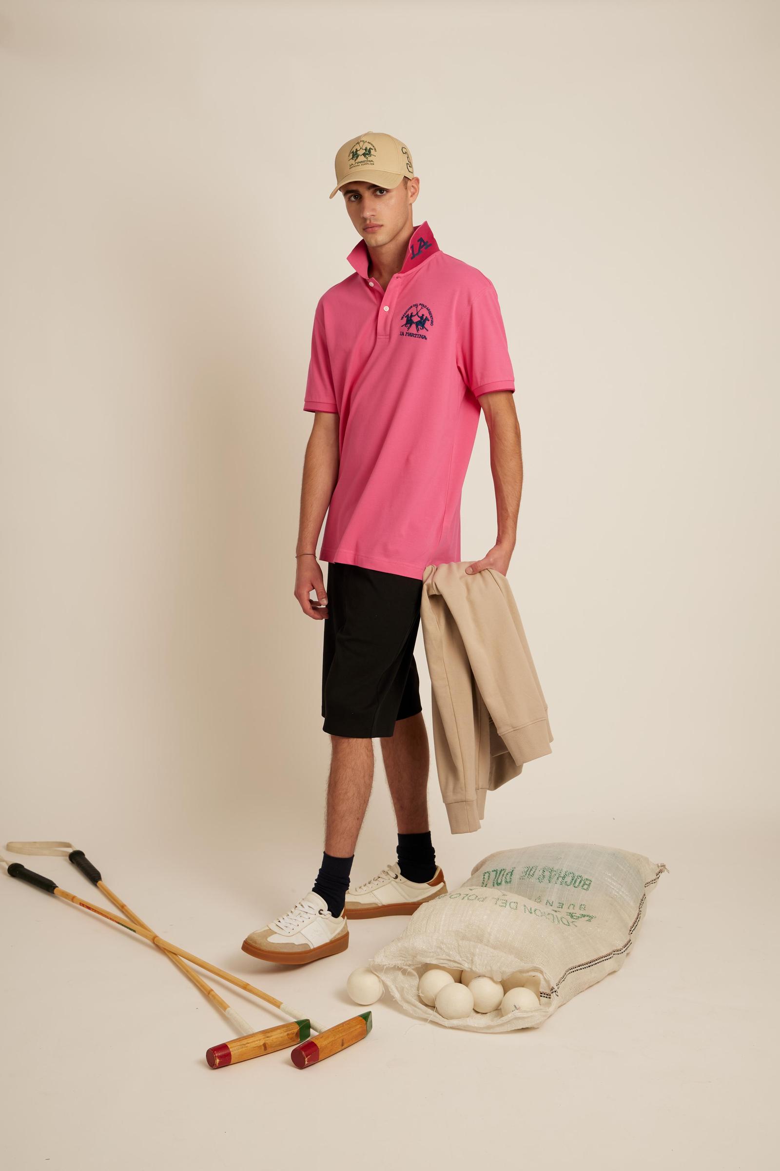 Men's short sleeve polo in stretch piqué with Iconic Team logo - Miguel