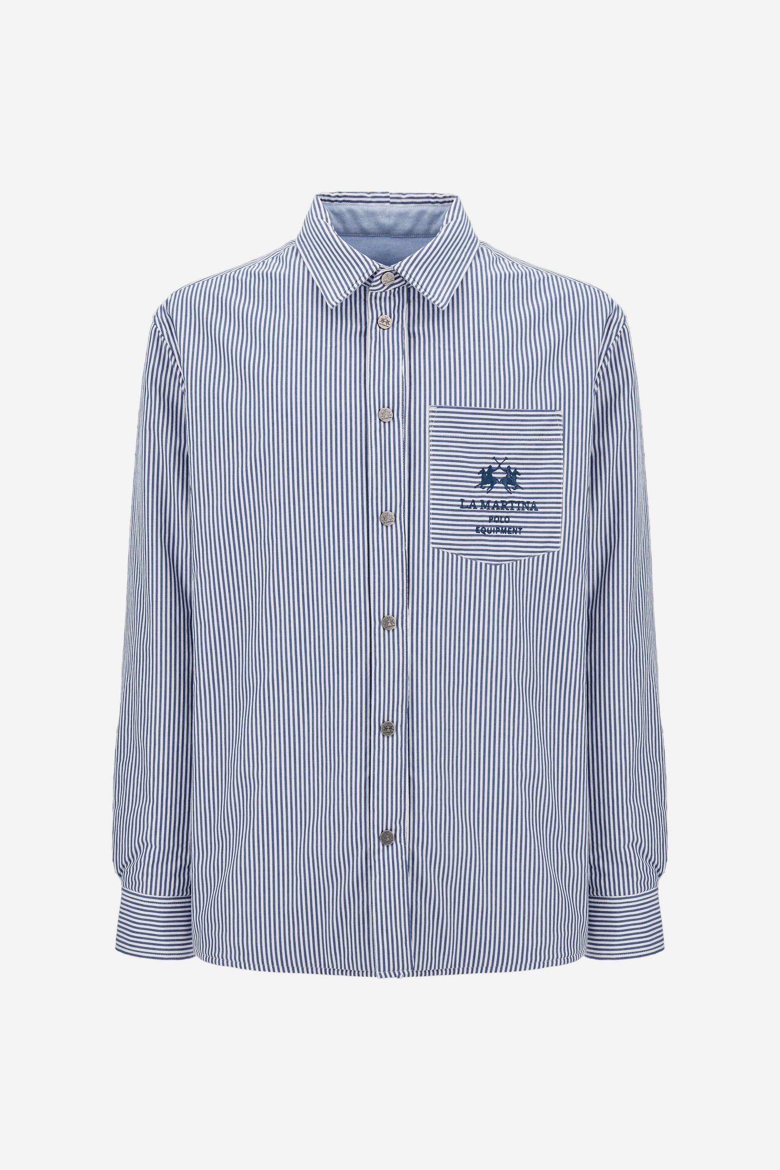 Men’s double-face overshirt in oxford and striped cotton - Chile