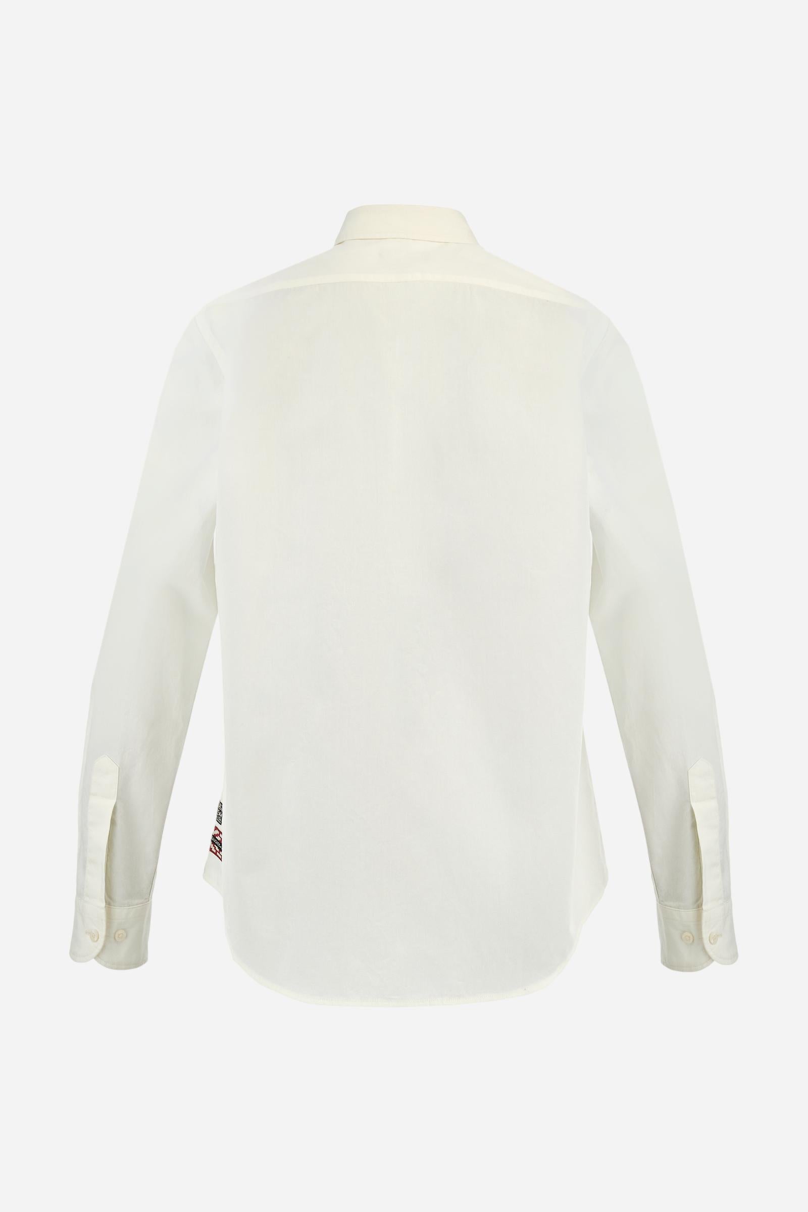 Men’s cotton twill shirt. Regular fit with tone-on-tone graphics inspired by Argentina. - Off White