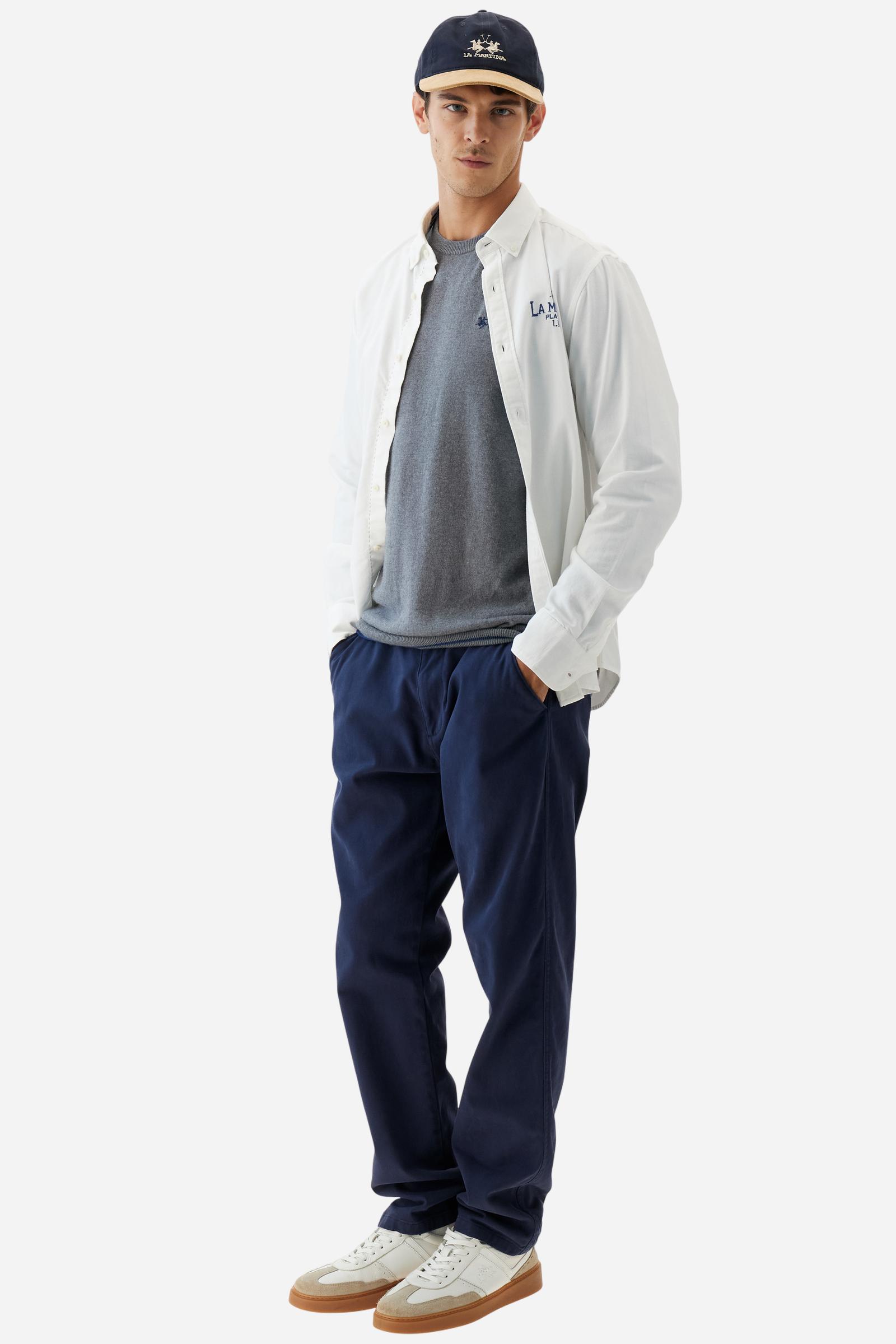 Men’s oxford stretch cotton shirt. Regular fit, button-down collar and contrasting Polo Club graphics. - Optic White