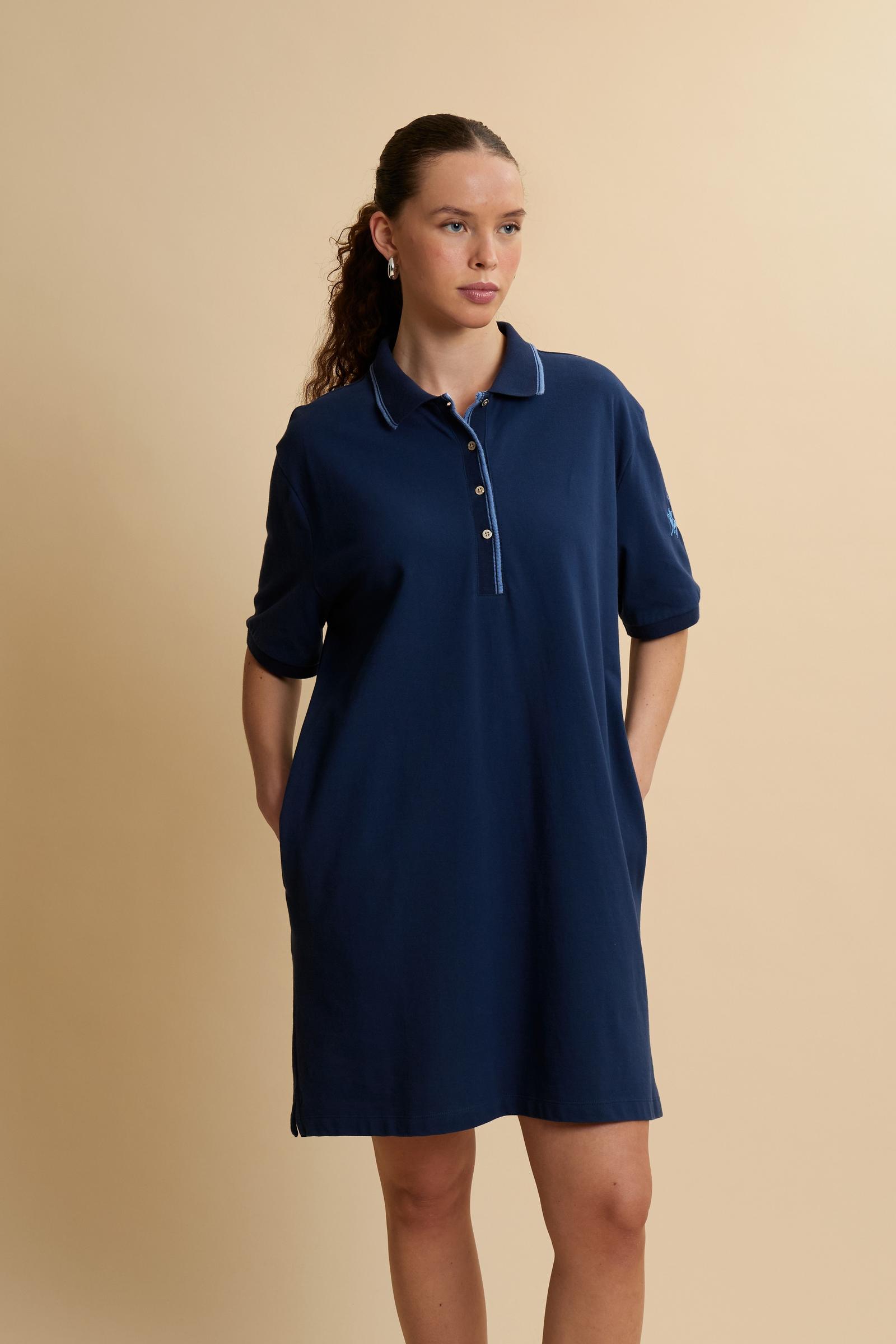 Polo dress in cotton piqué Essential - Cherry
