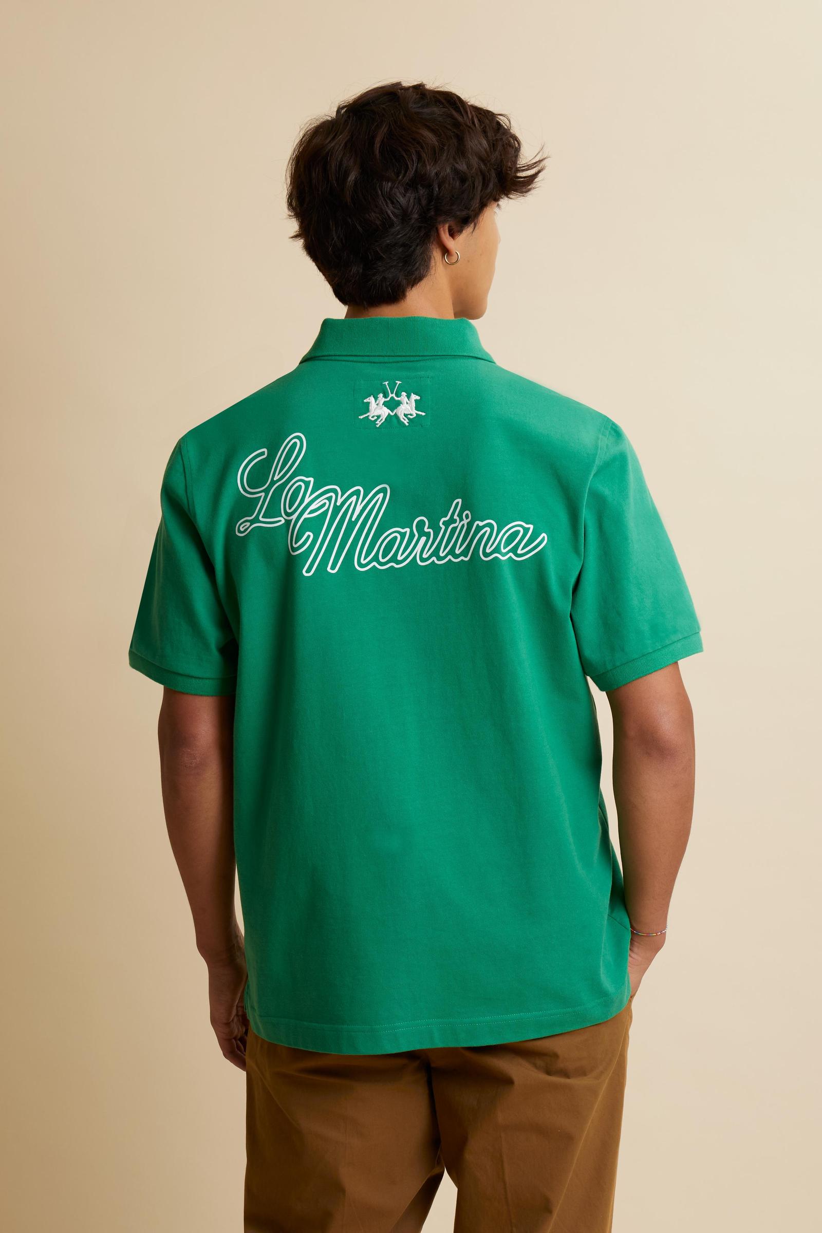 Polo de hombre en piqué de algodón con parche escudo – Cordell