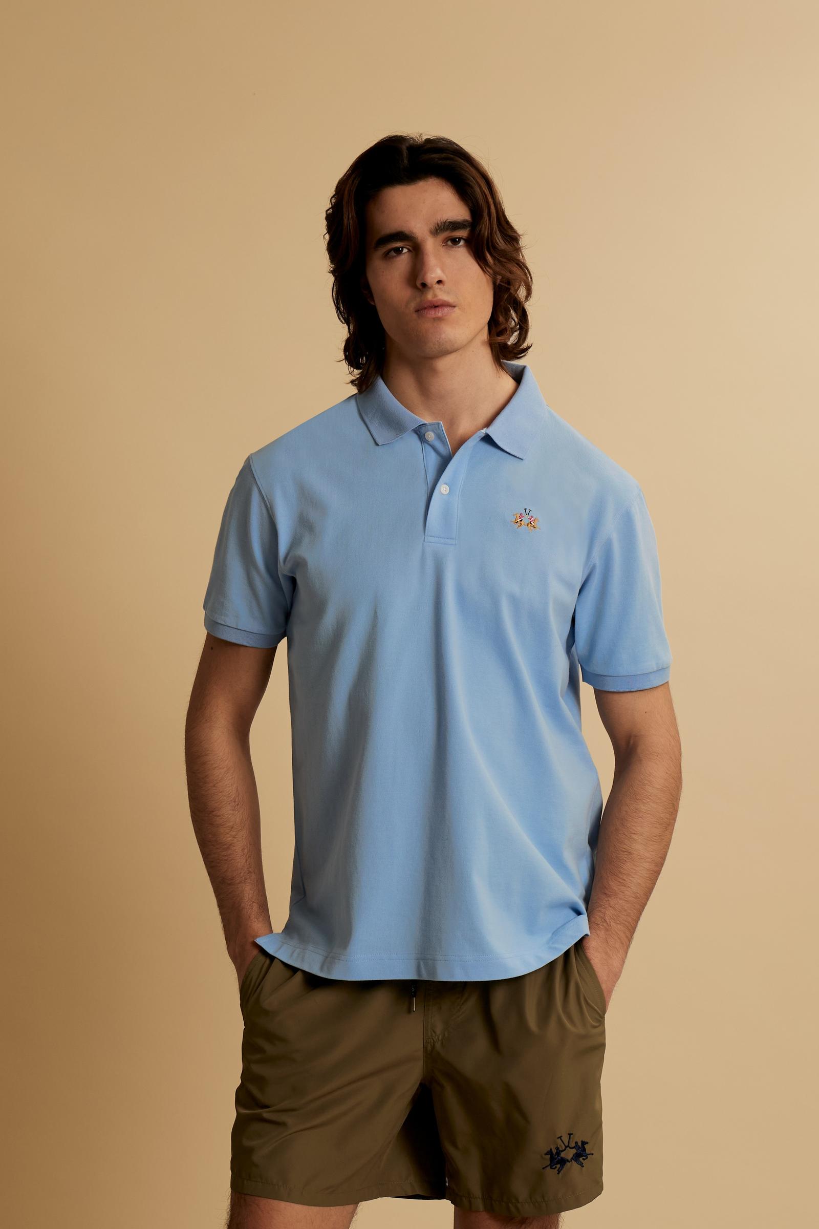 Herren Poloshirt aus Stretch-Piqué mit Trikolore-Logo - Eduardo