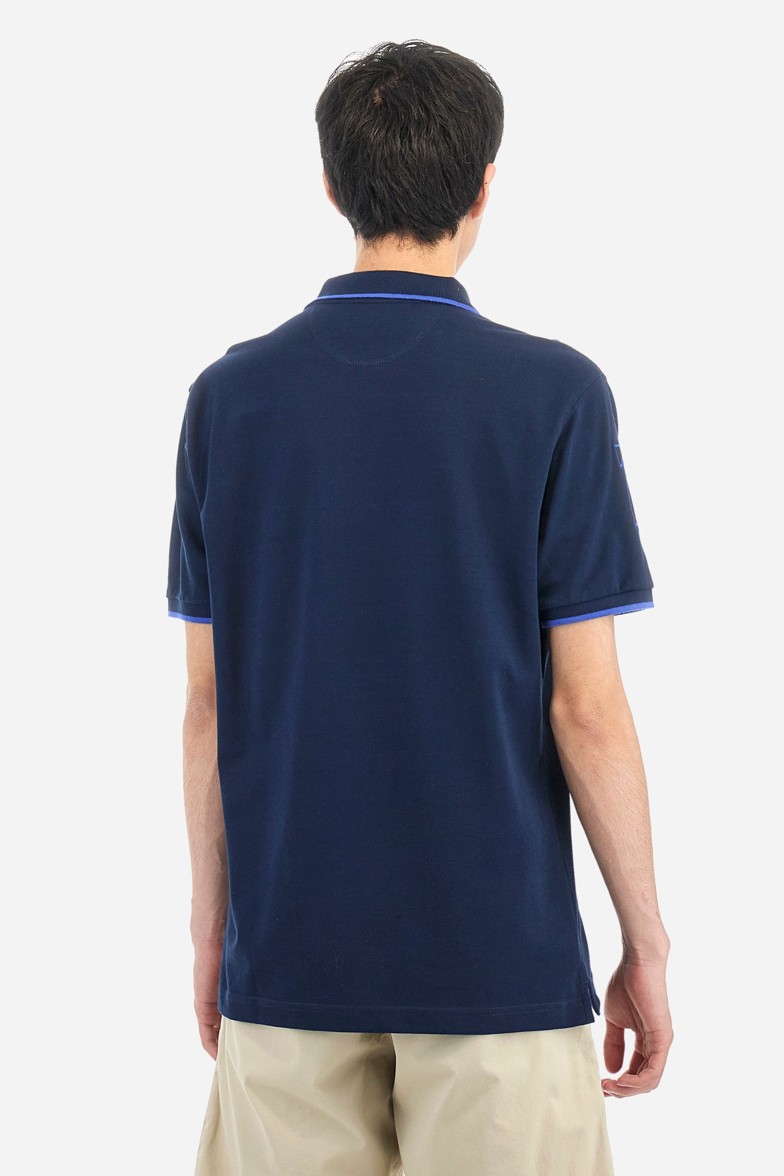 Cotton polo with No. 3 patch - Akio