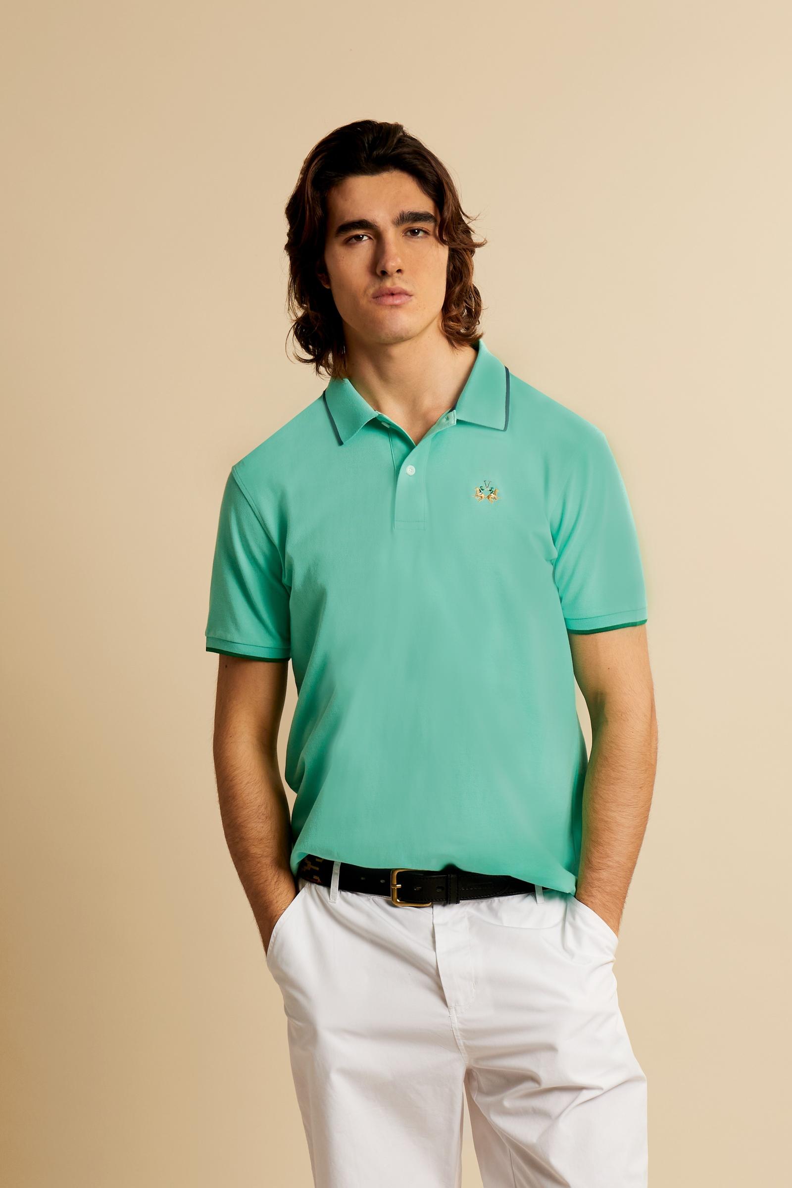 Men’s regular fit stretch piqué polo shirt Essential – Russell