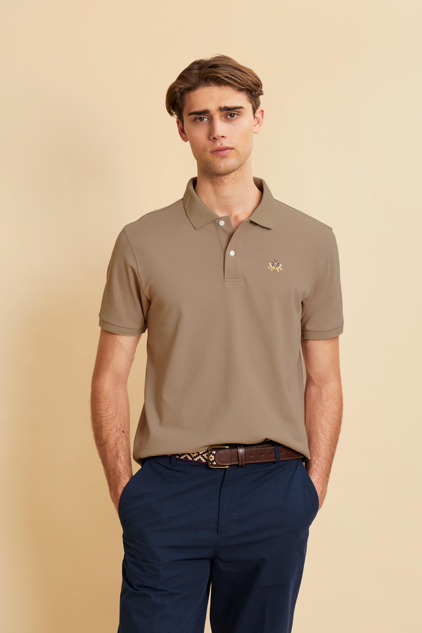 Herren Poloshirt aus Stretch-Piqué mit Trikolore-Logo - Eduardo