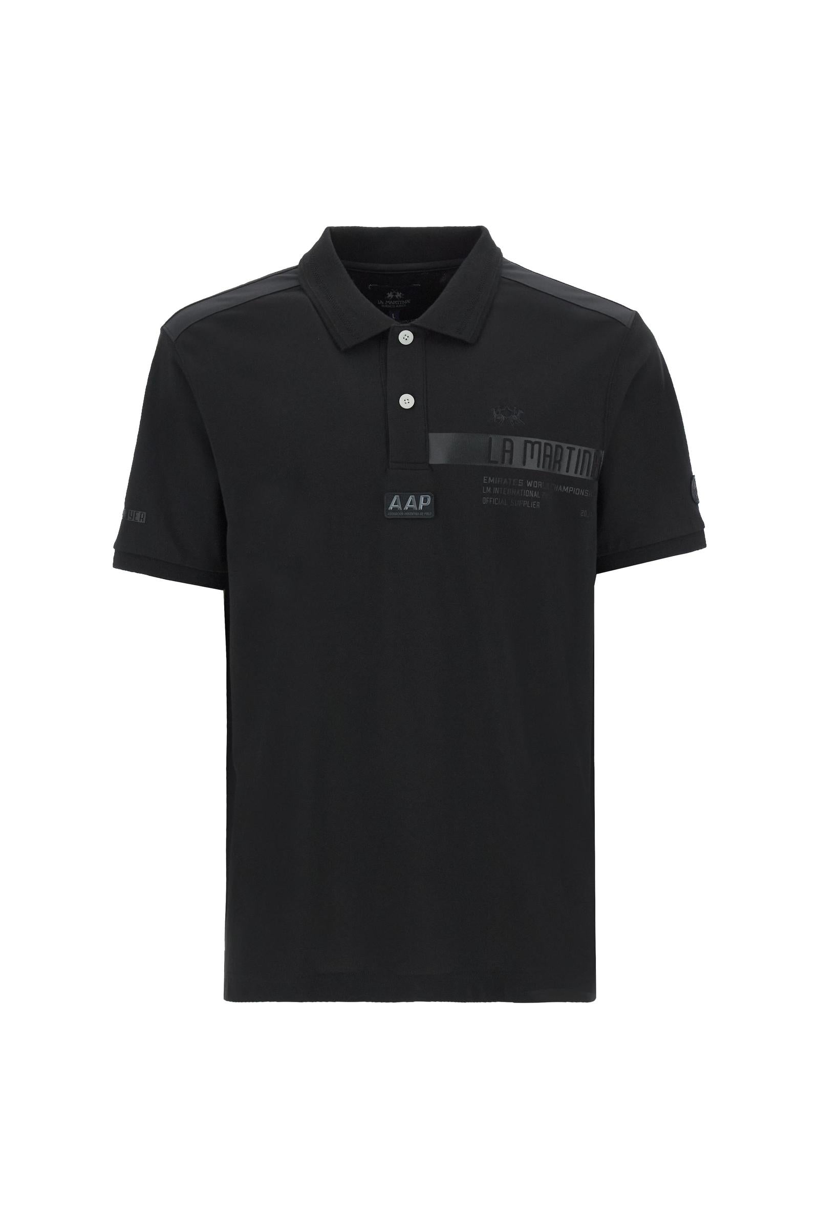 Polo homme en piqué stretch Luxury Black - Collin
