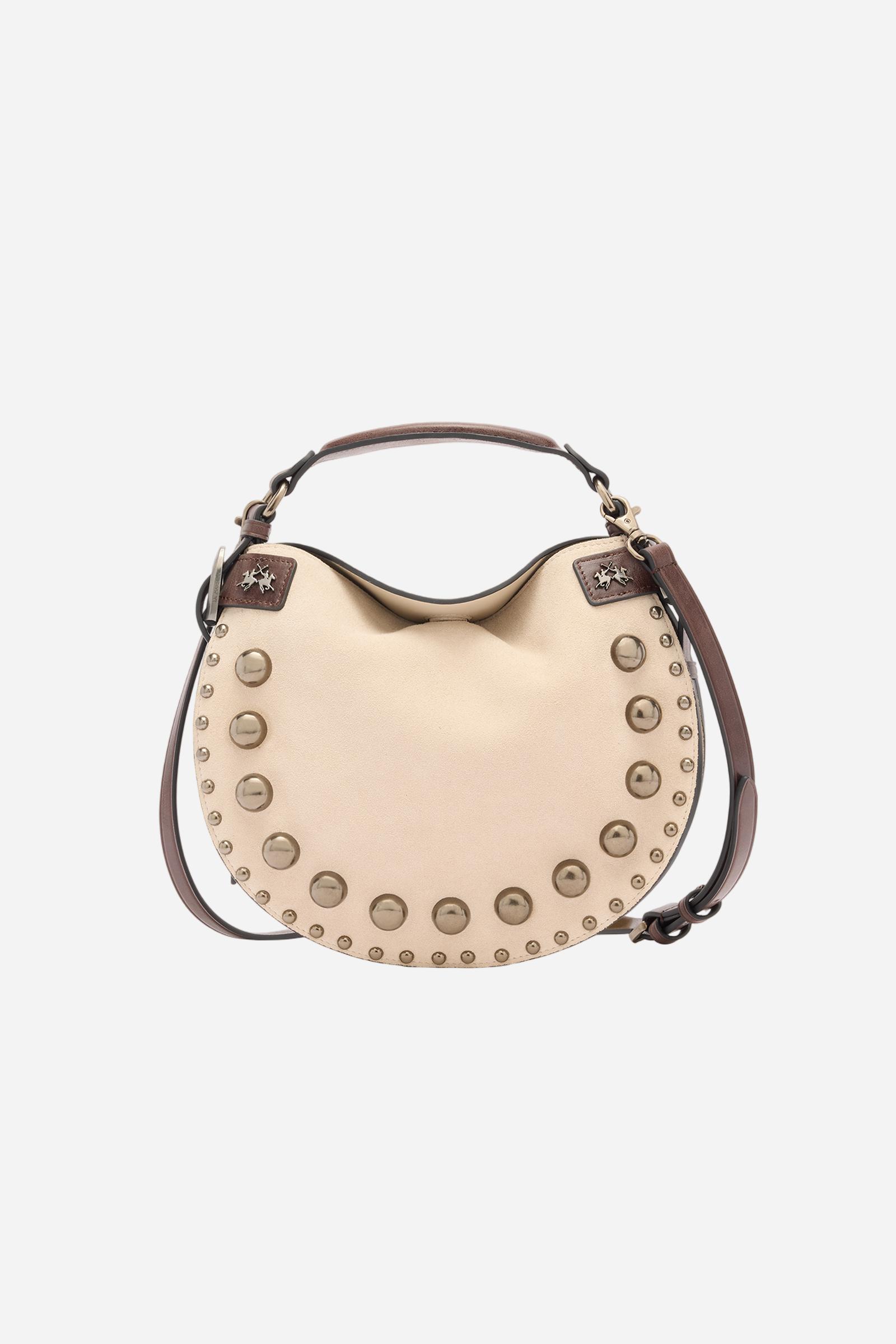 Suede crescent bag with decorative studs – Luna Small Studs