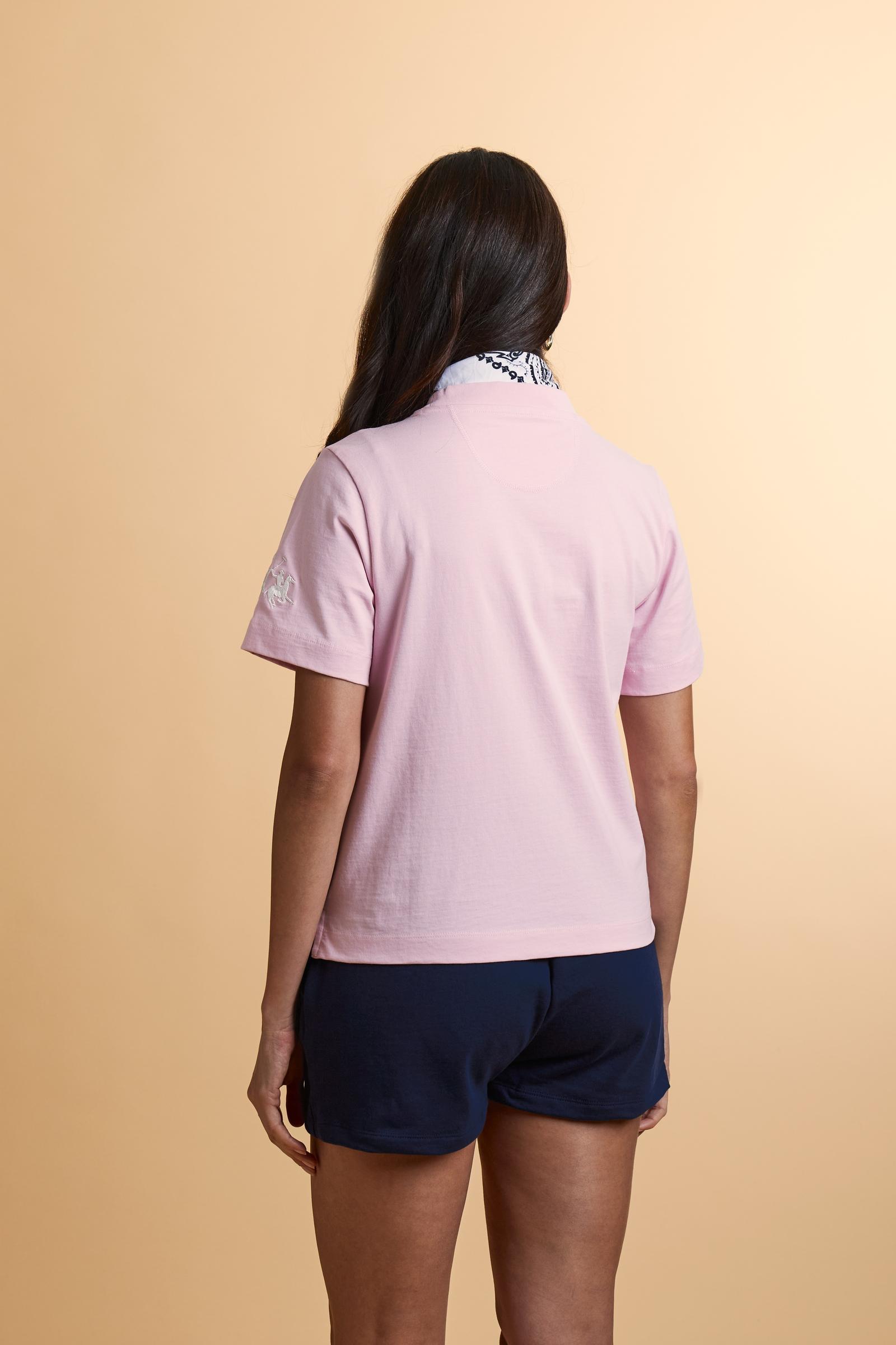 Women’s cotton jersey crew-neck T-shirt with maxi sleeve logo - Corina