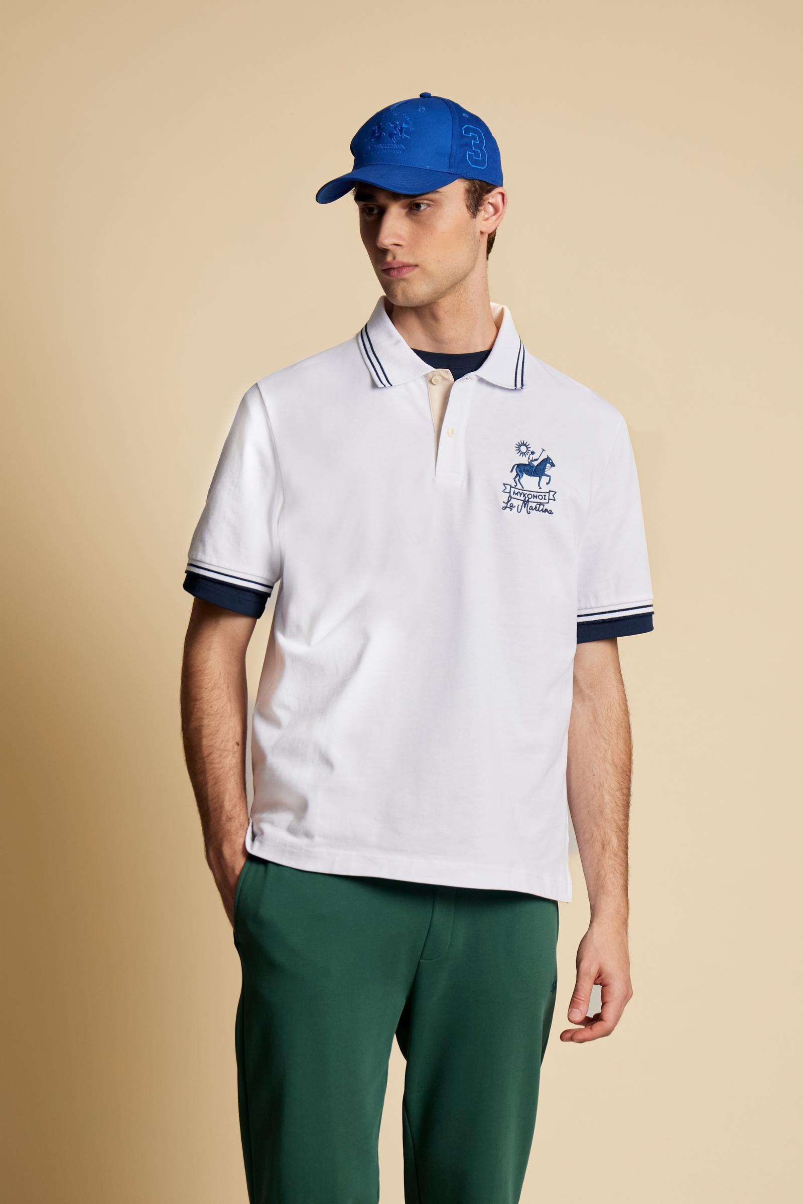 Men’s short-sleeve cotton jersey polo shirt Mykonos – Corbin