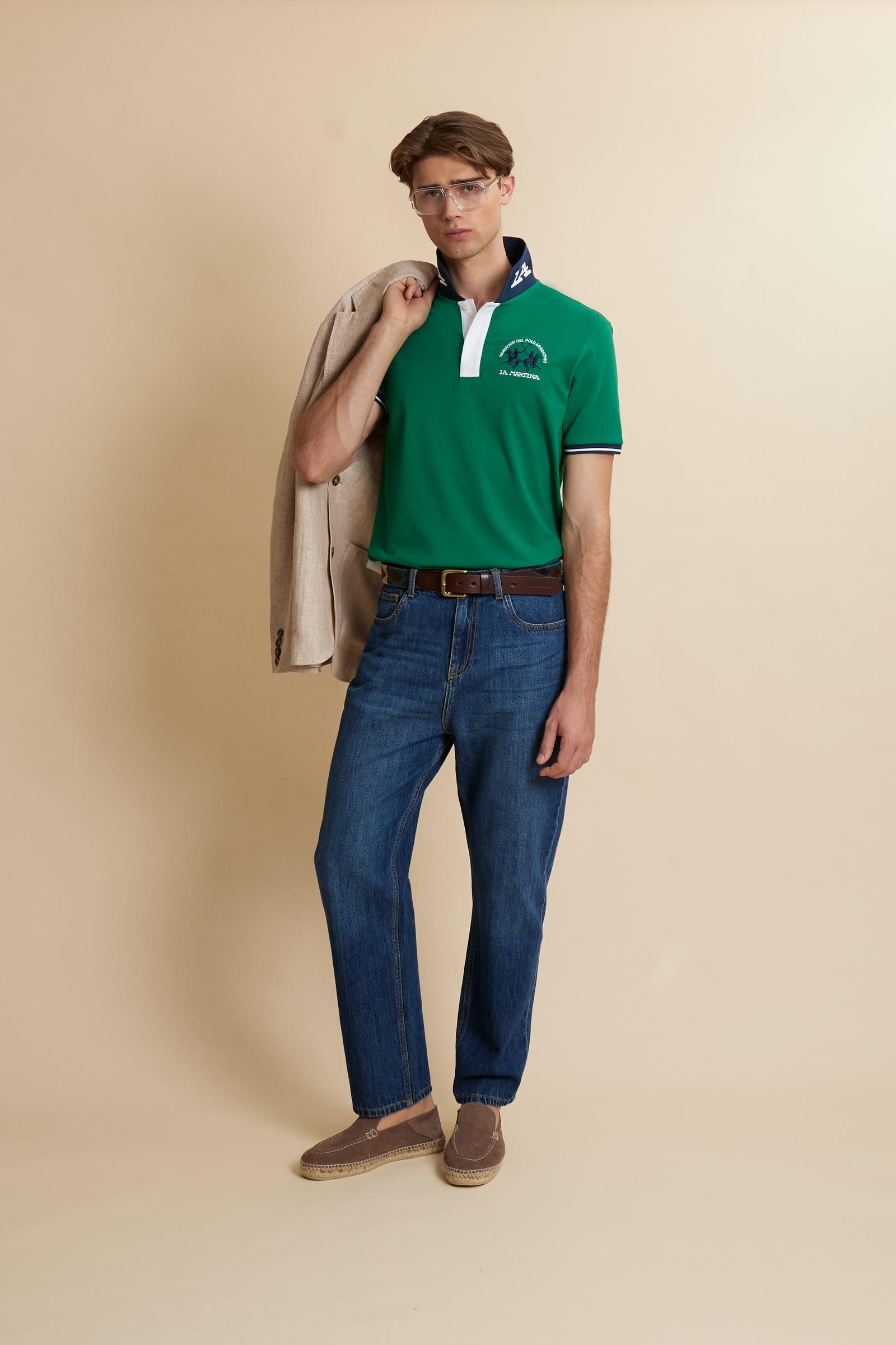 Polo homme manches courtes en piqué stretch avec détails contrastés – Trixie