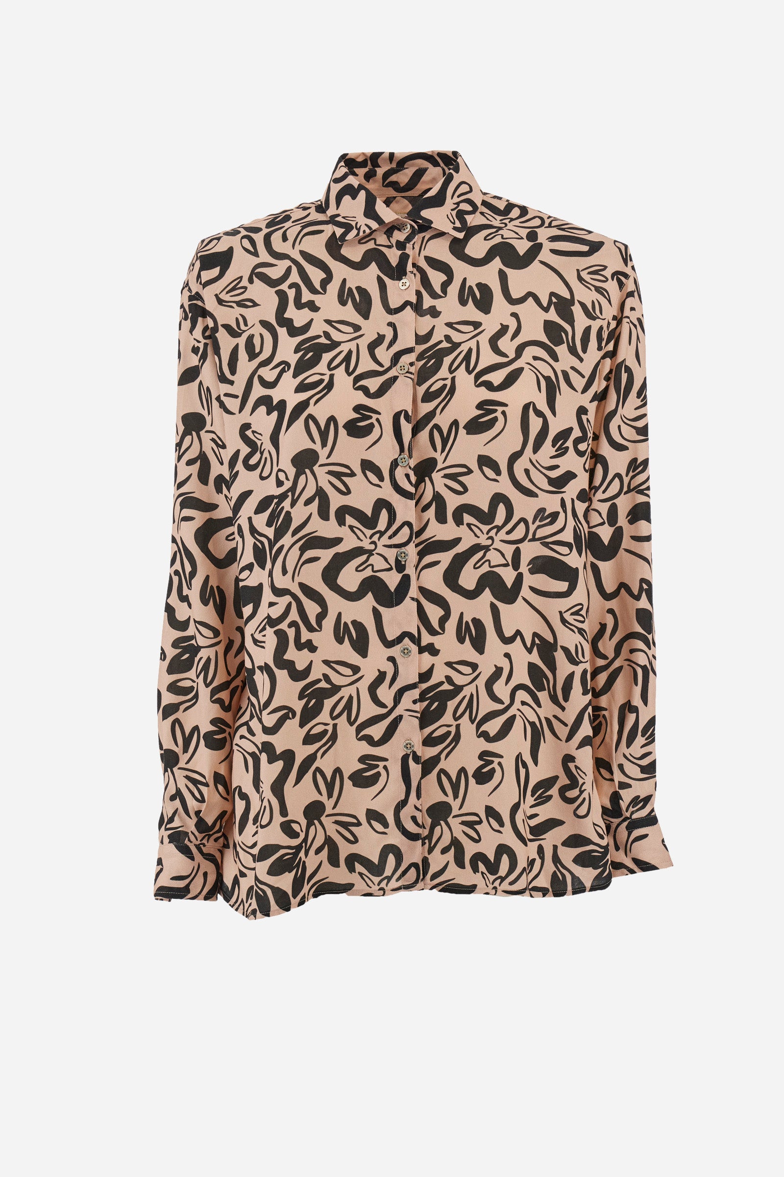 This women's shirt is made from 100% viscose and has a regular fit with long sleeves. The pattern of the Timeless line makes this shirt elegant and versatile, suitable for many different occasions. Its quality makes it durable and comfortable to wear, without compromising on elegance and style. Perfect for women looking for a refined and stylish look. The model is 174 cm tall and wears a size 2. - Morganite/Black