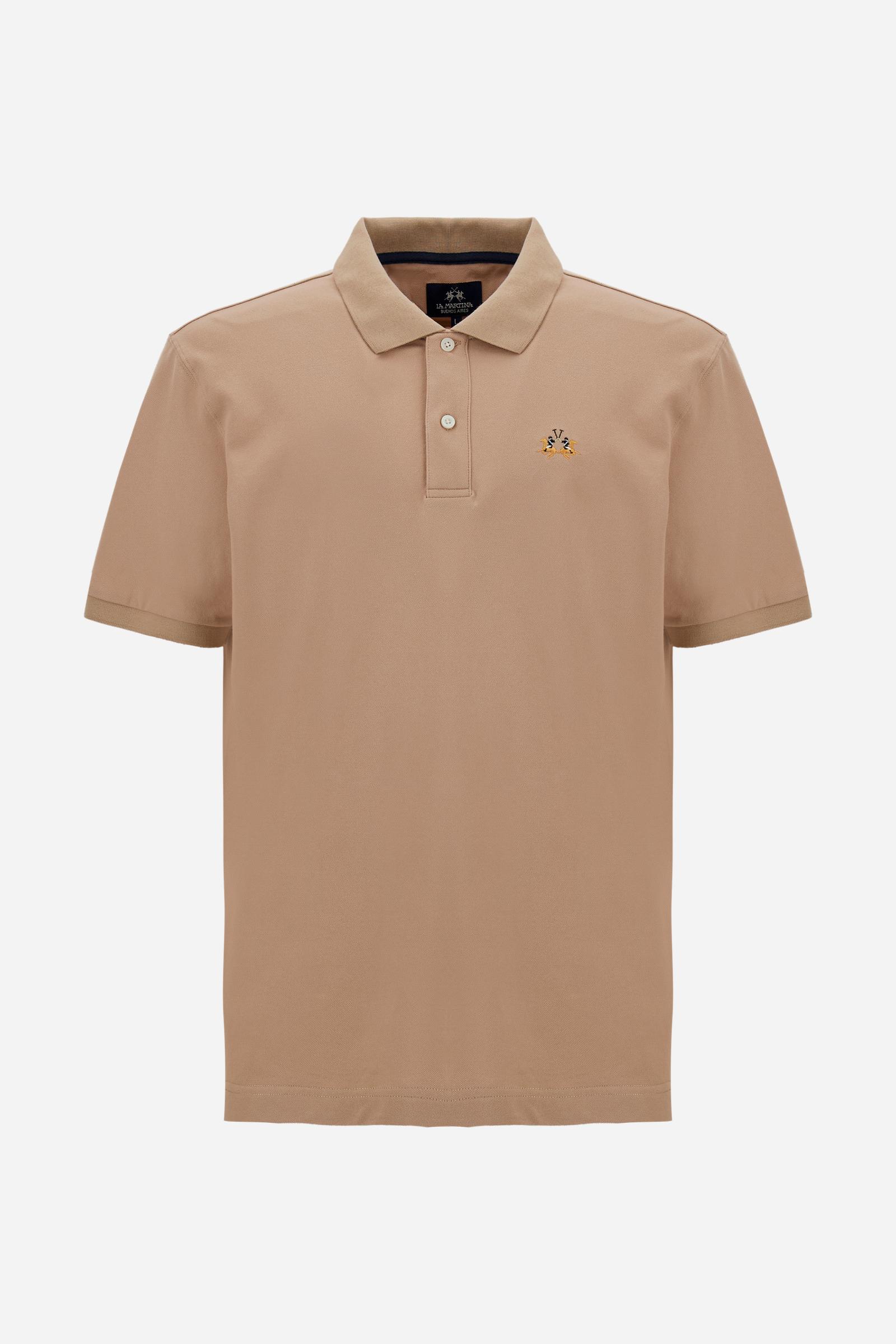Men’s stretch piqué polo with tricolor logo - Eduardo