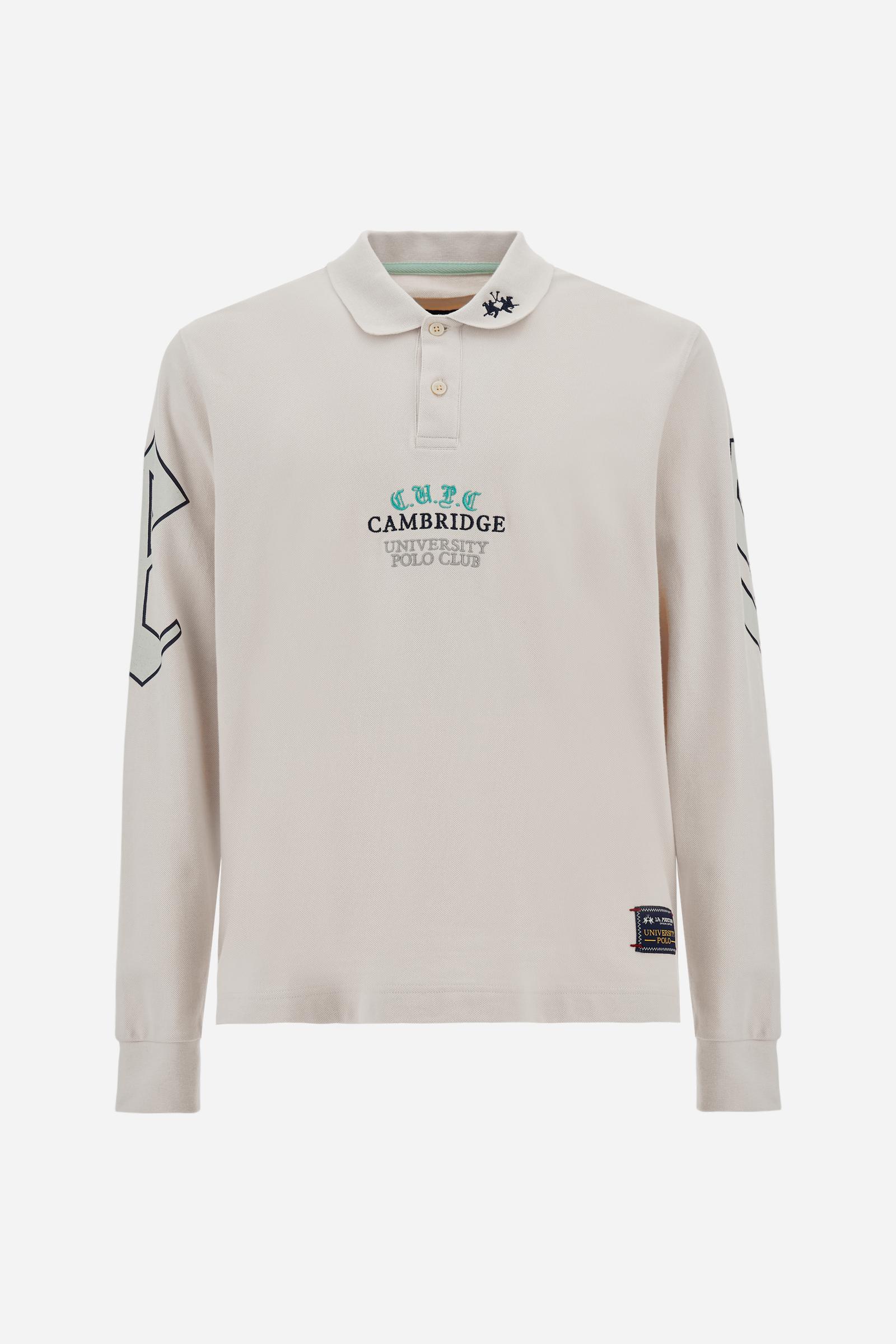 Men's long sleeve polo in Cambridge cotton piqué - Eros