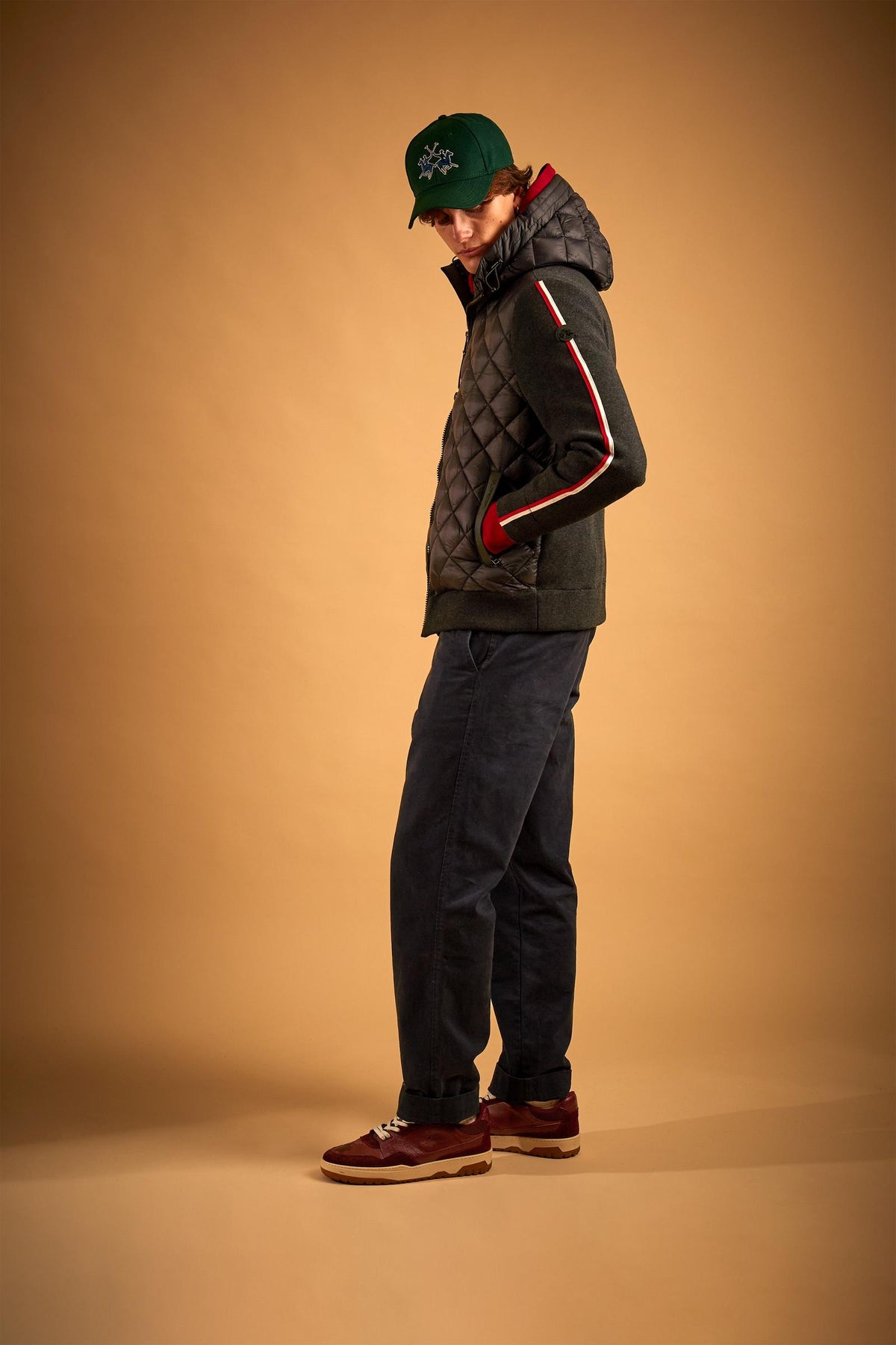 Hybrid jacket with hood in quilted nylon - Daniel