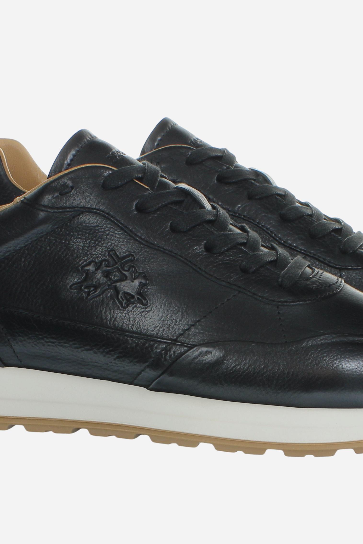 Men's sneaker in vegetable-tanned leather with two-tone sole - LM